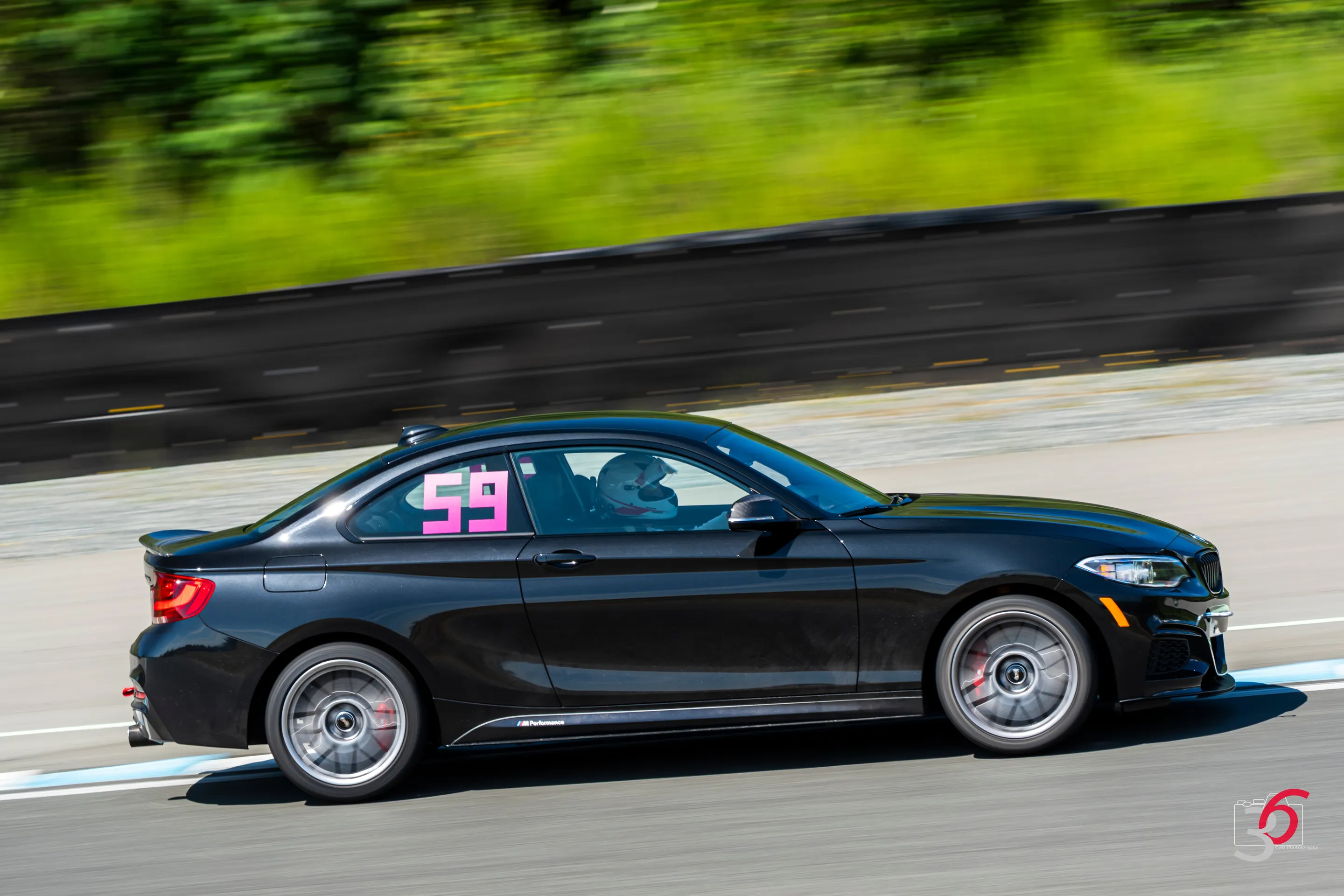 Black BMW F22 Coupe 2 Series with 18" ARC-8 Apex wheels in Race Silver