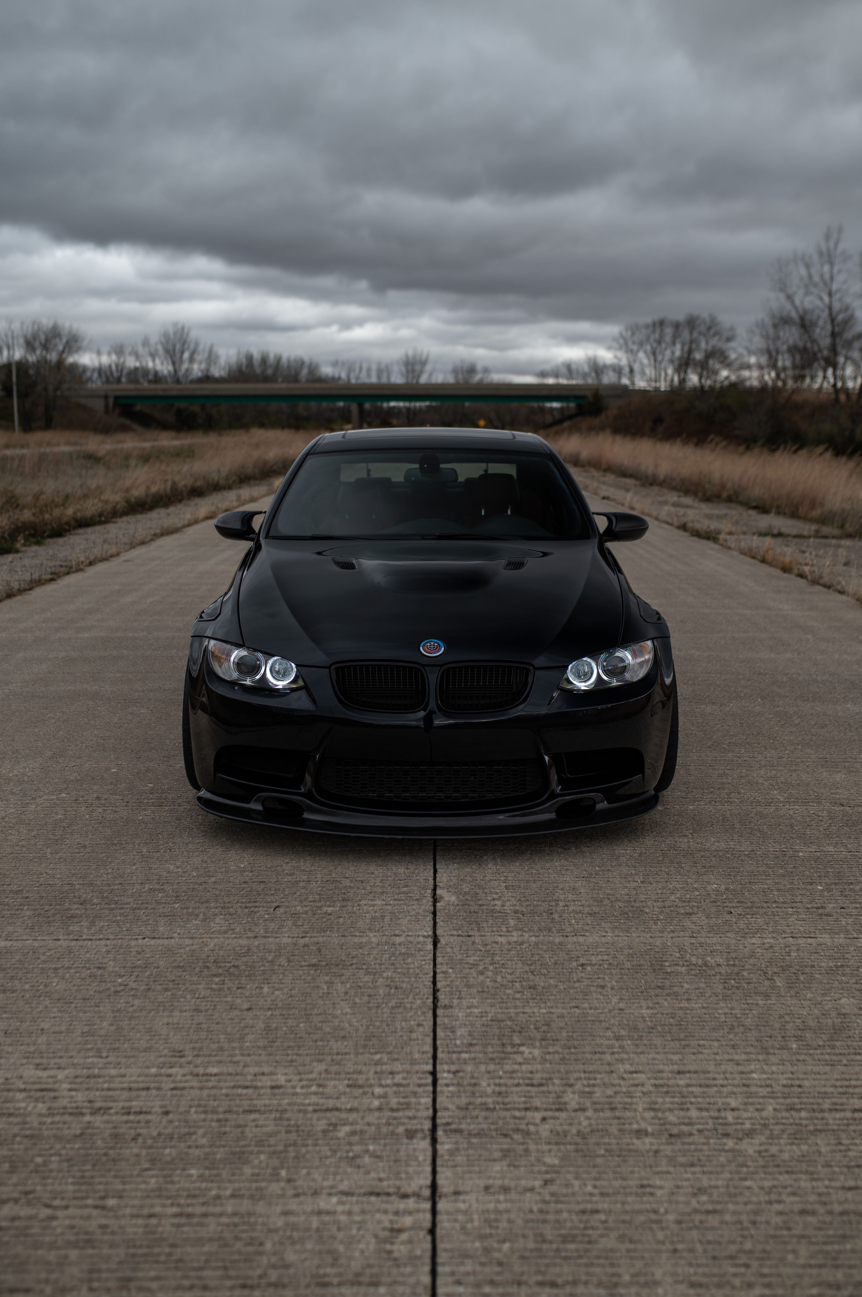 Black BMW E90 Sedan M3 with 18" ARC-8 Apex wheels in Satin Black