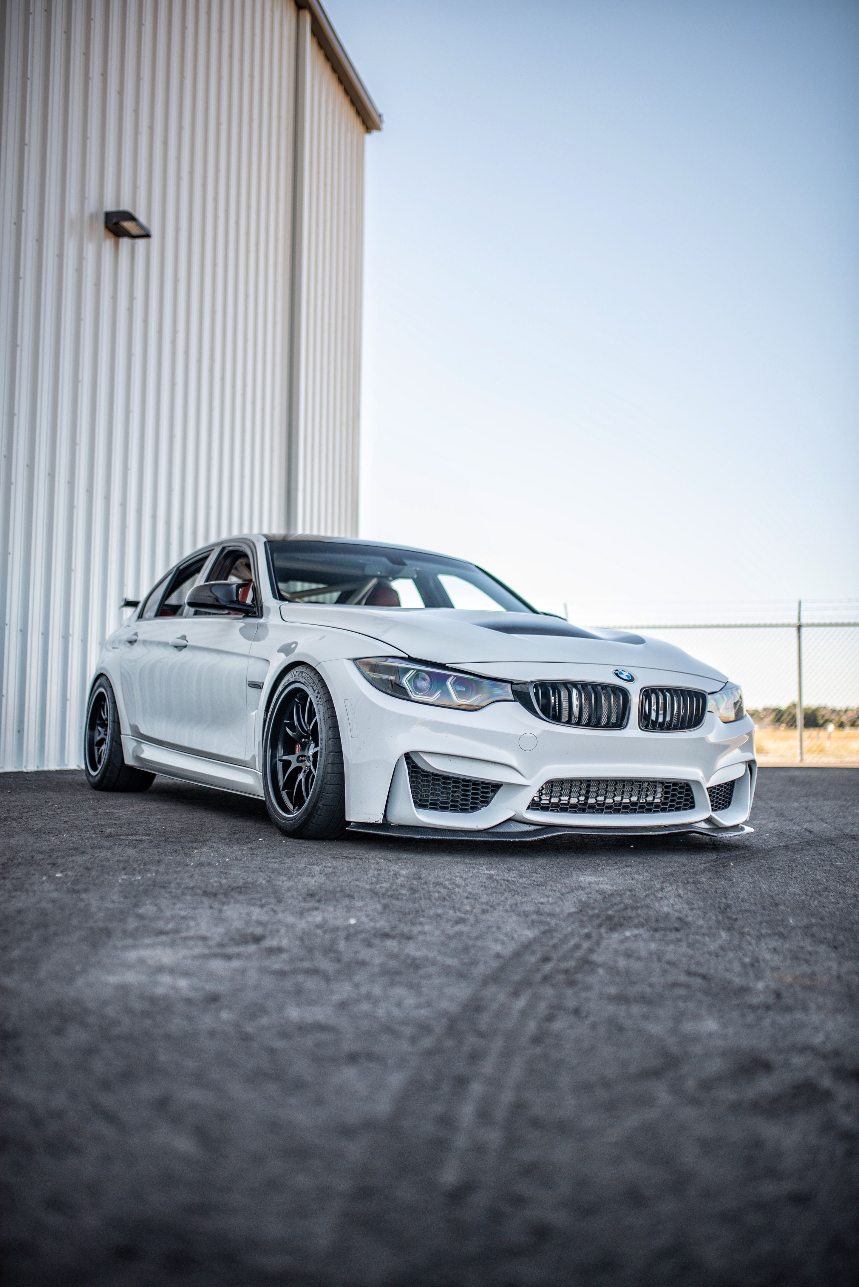White BMW F80 M3 with 18" FL-5 Apex wheels in Satin Black