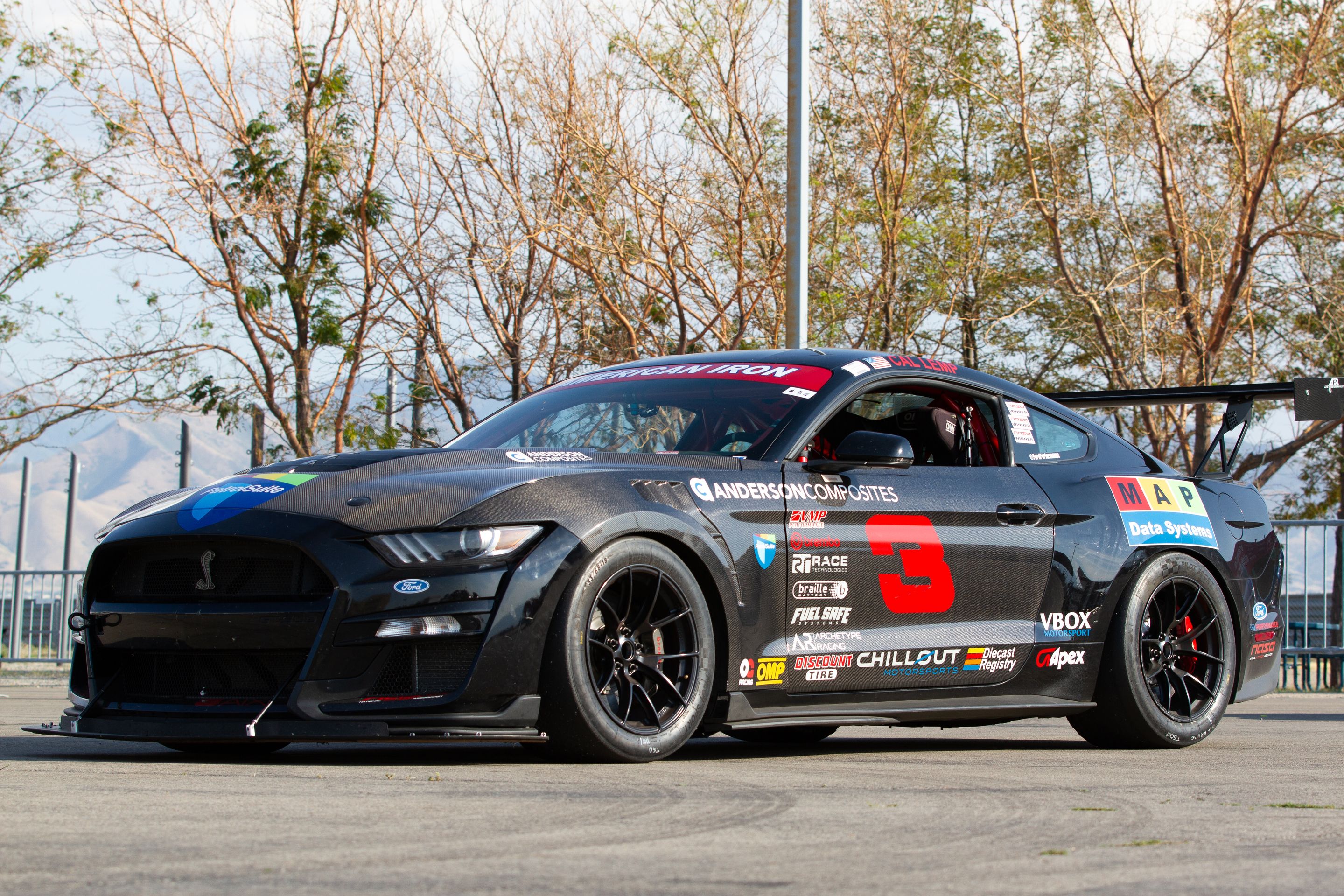 Black Ford S550 Mustang GT500 with 18" VS-5RS Apex wheels in Satin Black