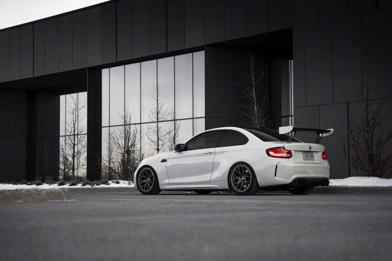 White BMW F87 M2 with 18" EC-7 Apex wheels in Anthracite