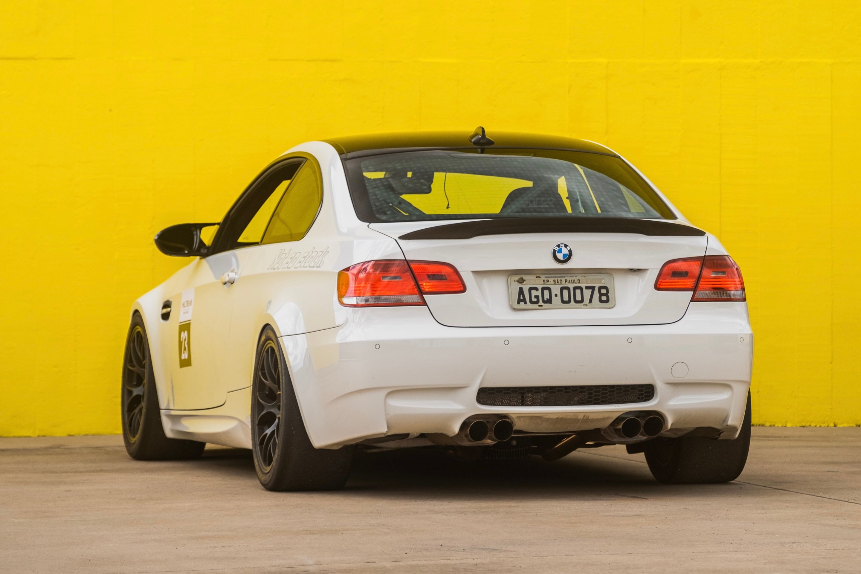 White BMW E92 Coupe M3 with 18" EC-7 Apex wheels in Satin Black