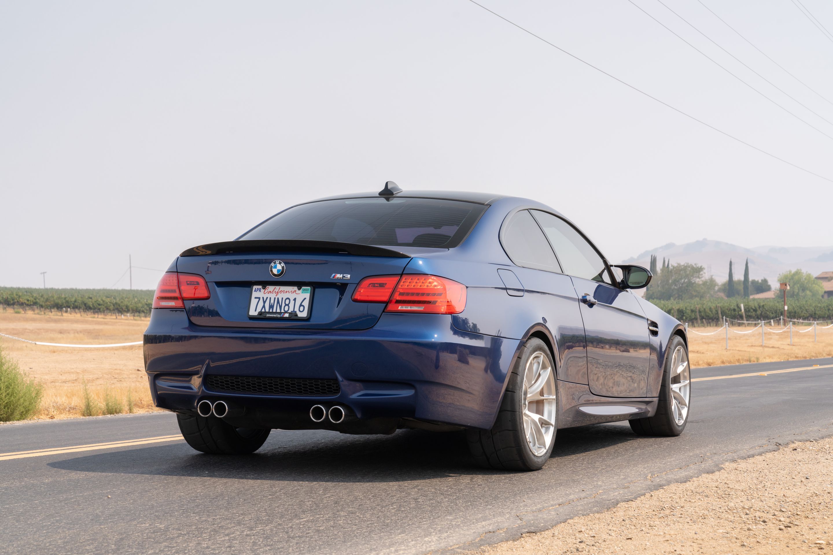 Blue BMW E92 Coupe M3 with 18" VS-5RS Apex wheels in Brushed Clear