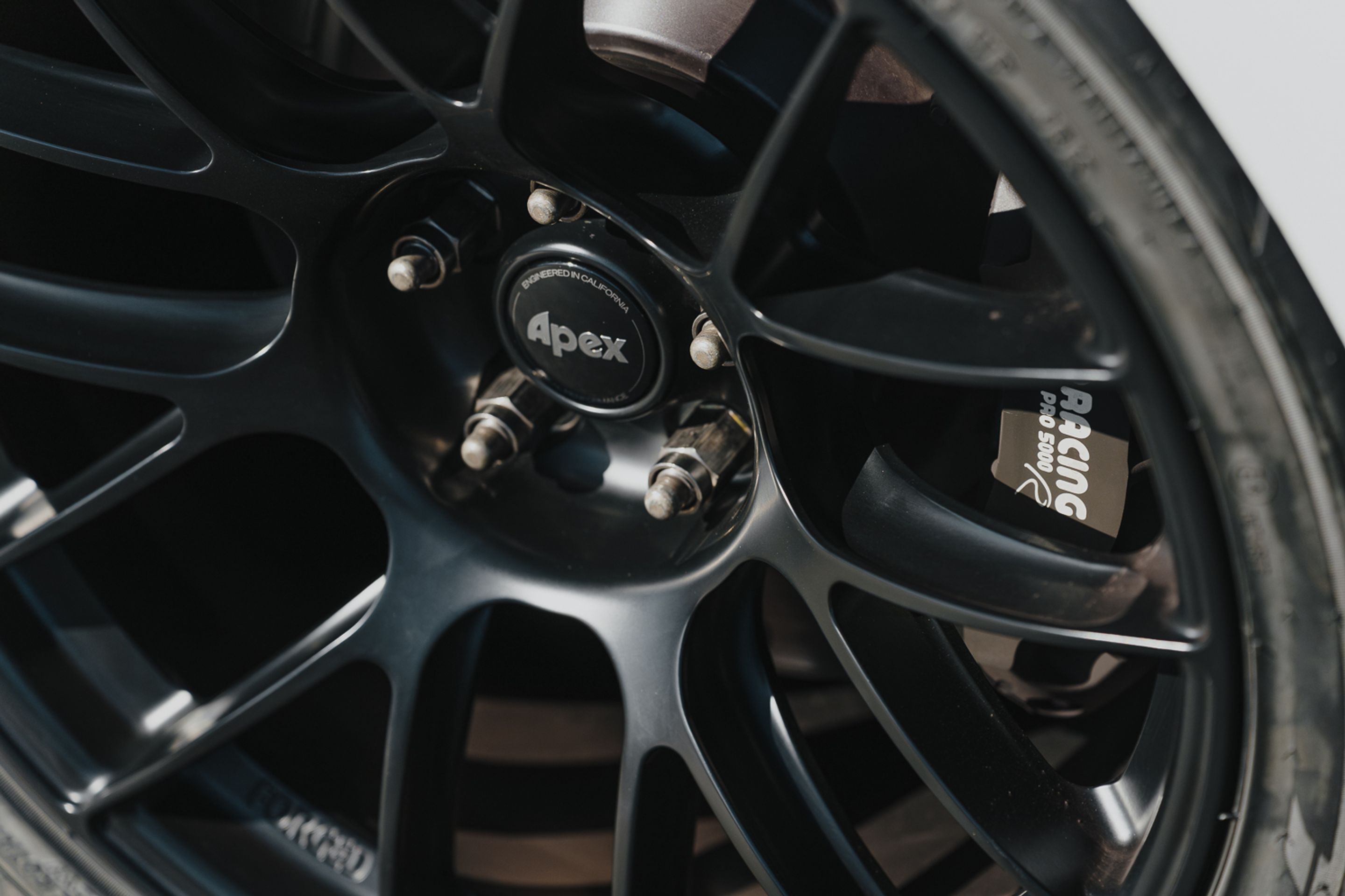 White Tesla Model 3 with 19" EC-7RS Apex wheels in Satin Black