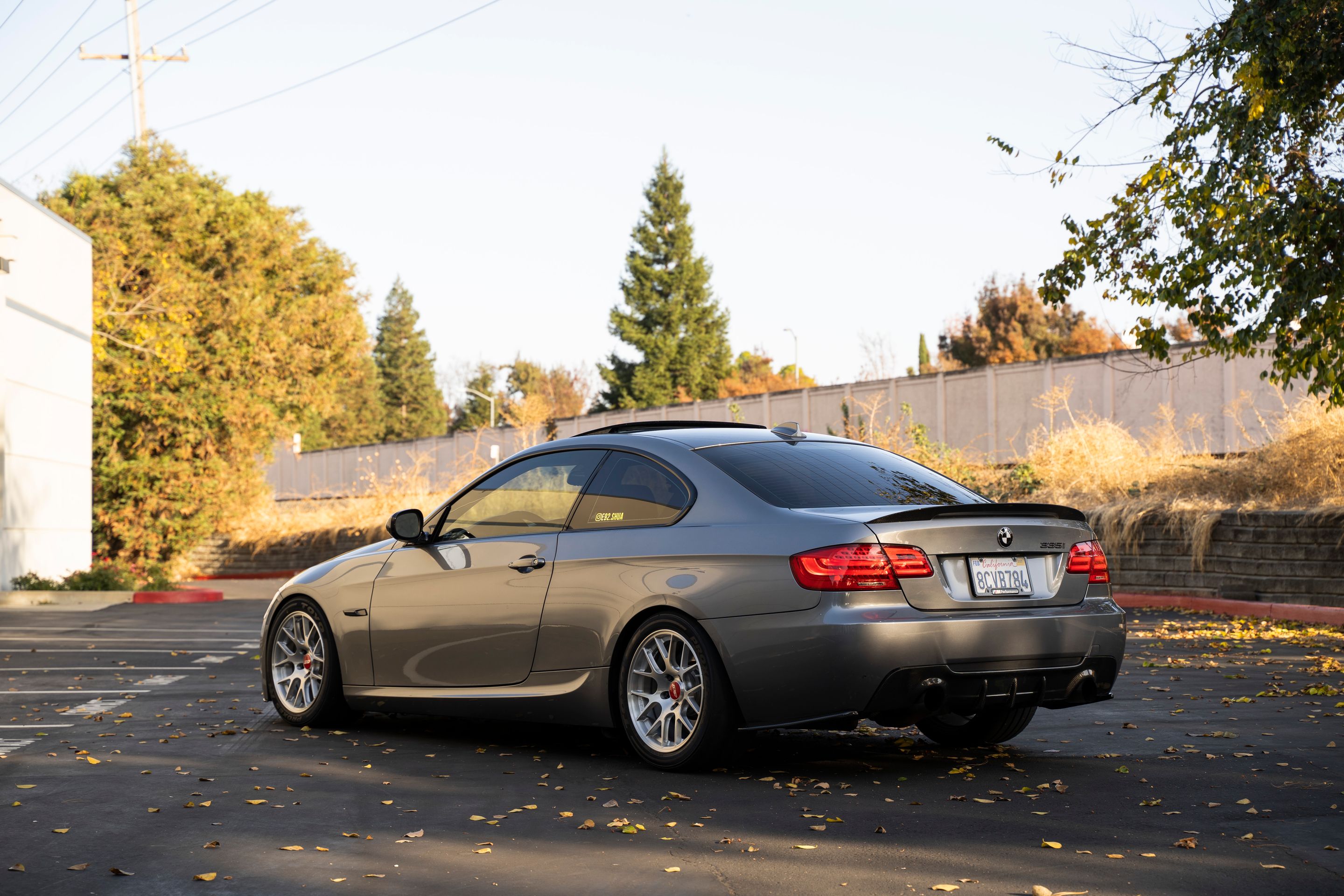 Grey BMW E92 Coupe 3 Series with 17" EC-7R Apex wheels in Brushed Clear