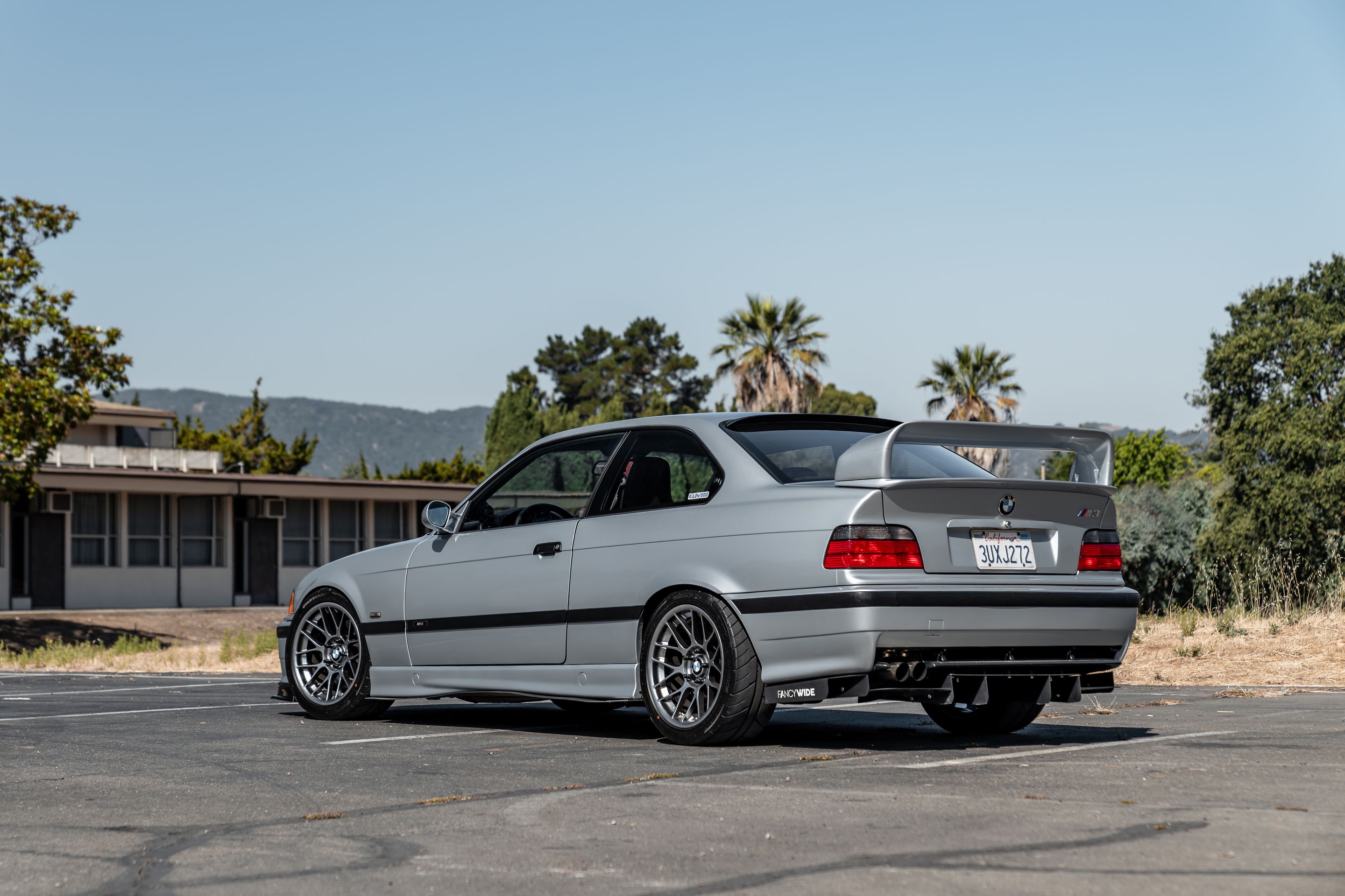 Silver BMW E36 M3 with 17" ARC-8 Apex wheels in Anthracite