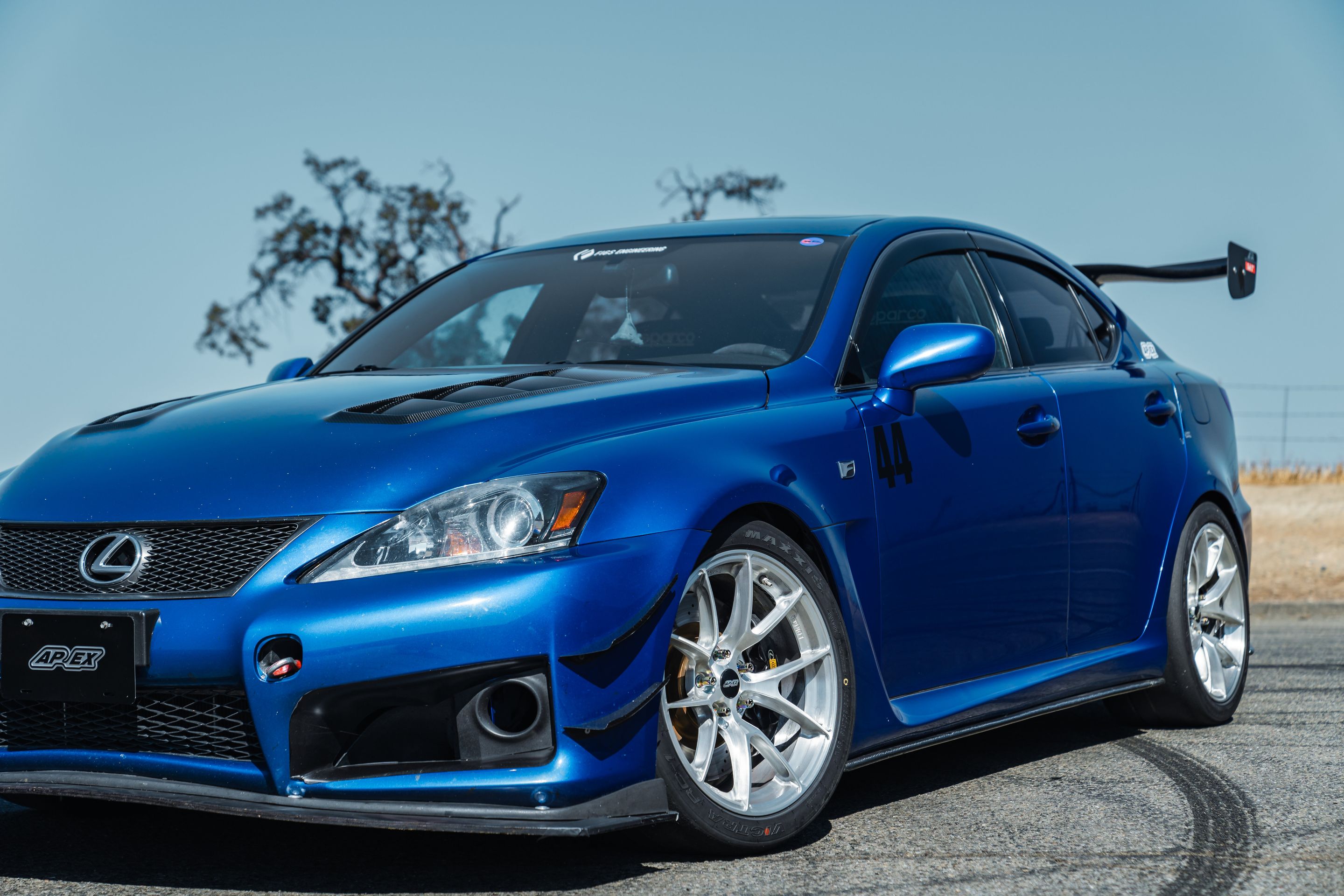 Blue Lexus USE20 IS-F with 18" VS-5RS Apex wheels in Brushed Clear