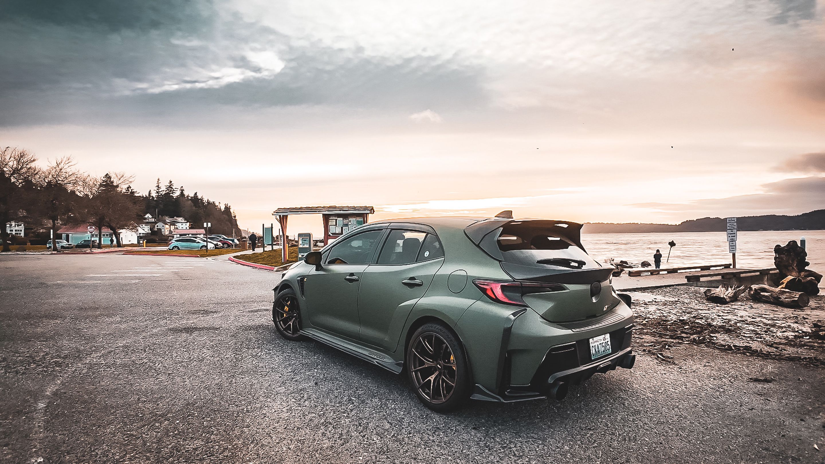 Green Toyota GR Corolla with 18" VS-5RS Apex wheels in Satin Bronze