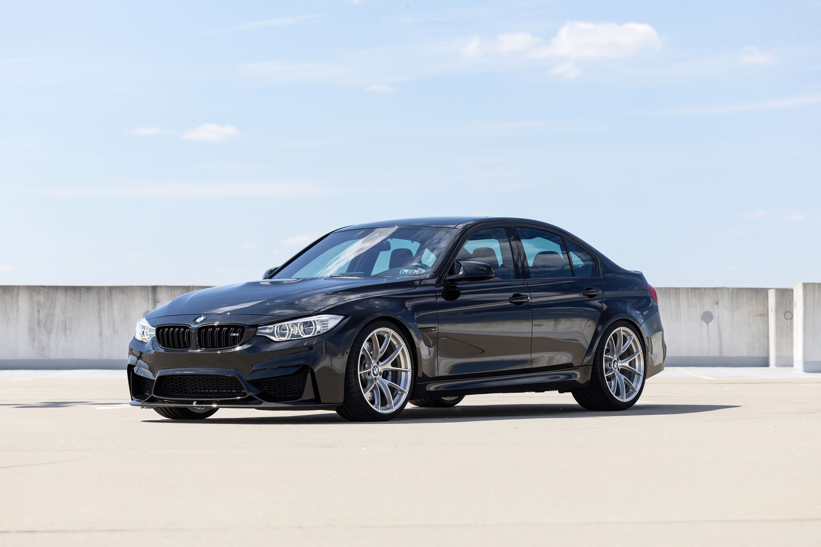 Black BMW F80 M3 with 20" VS-5RS Apex wheels in Brushed Clear
