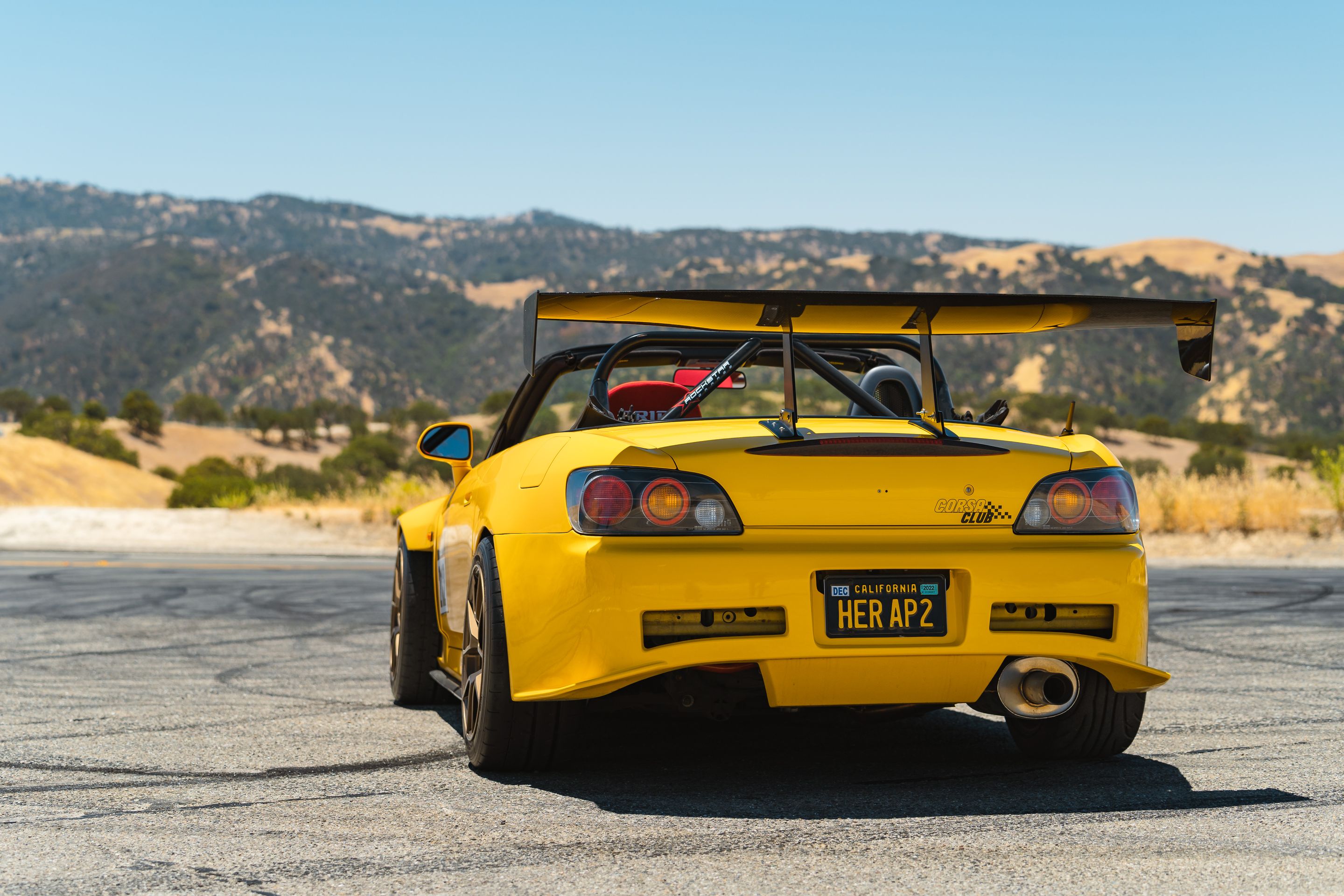 Yellow Honda S2000 with 17" VS-5RS Apex wheels in Satin Bronze