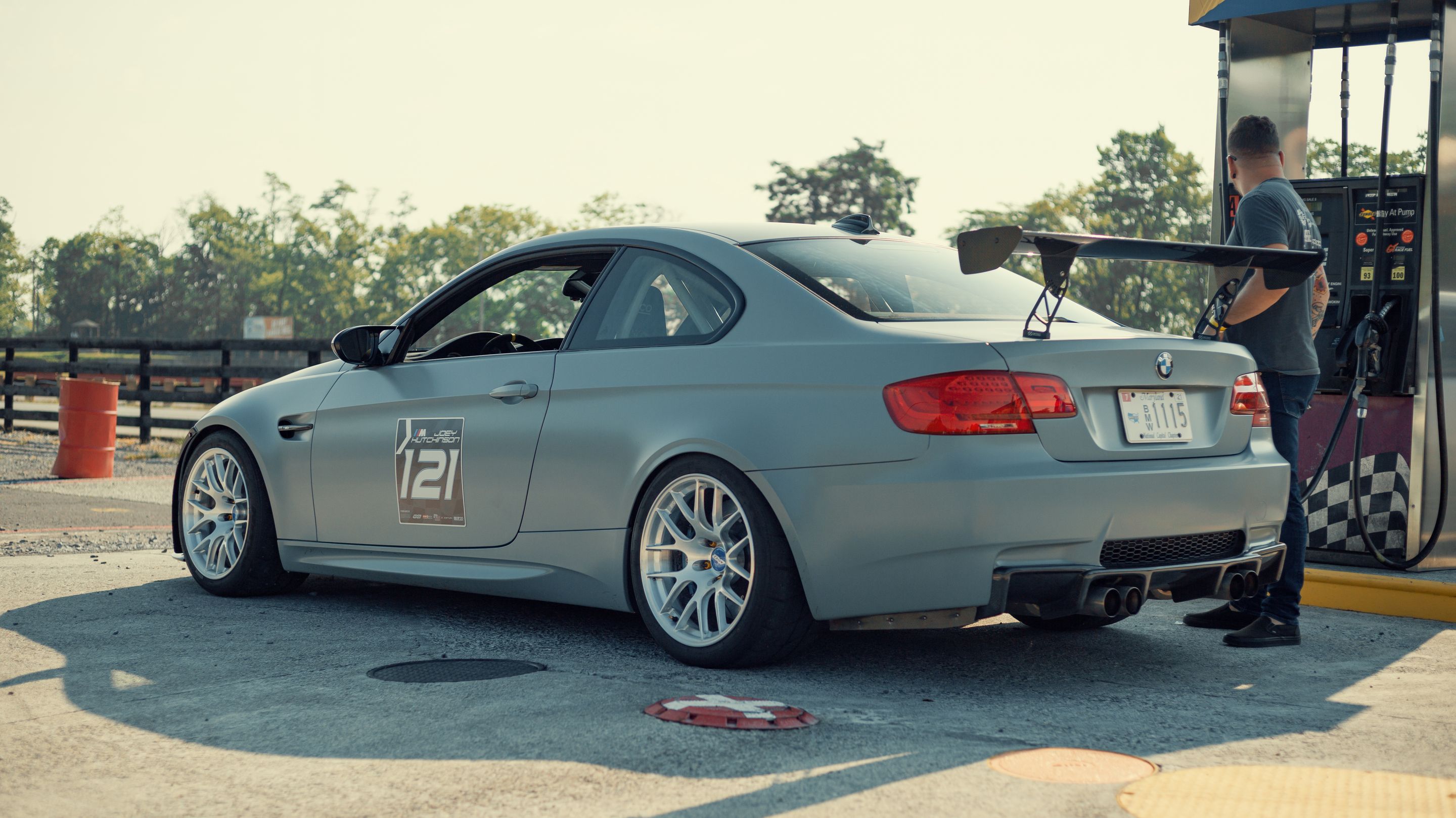 Grey BMW E92 Coupe M3 with 18" EC-7R Apex wheels in Brushed Clear