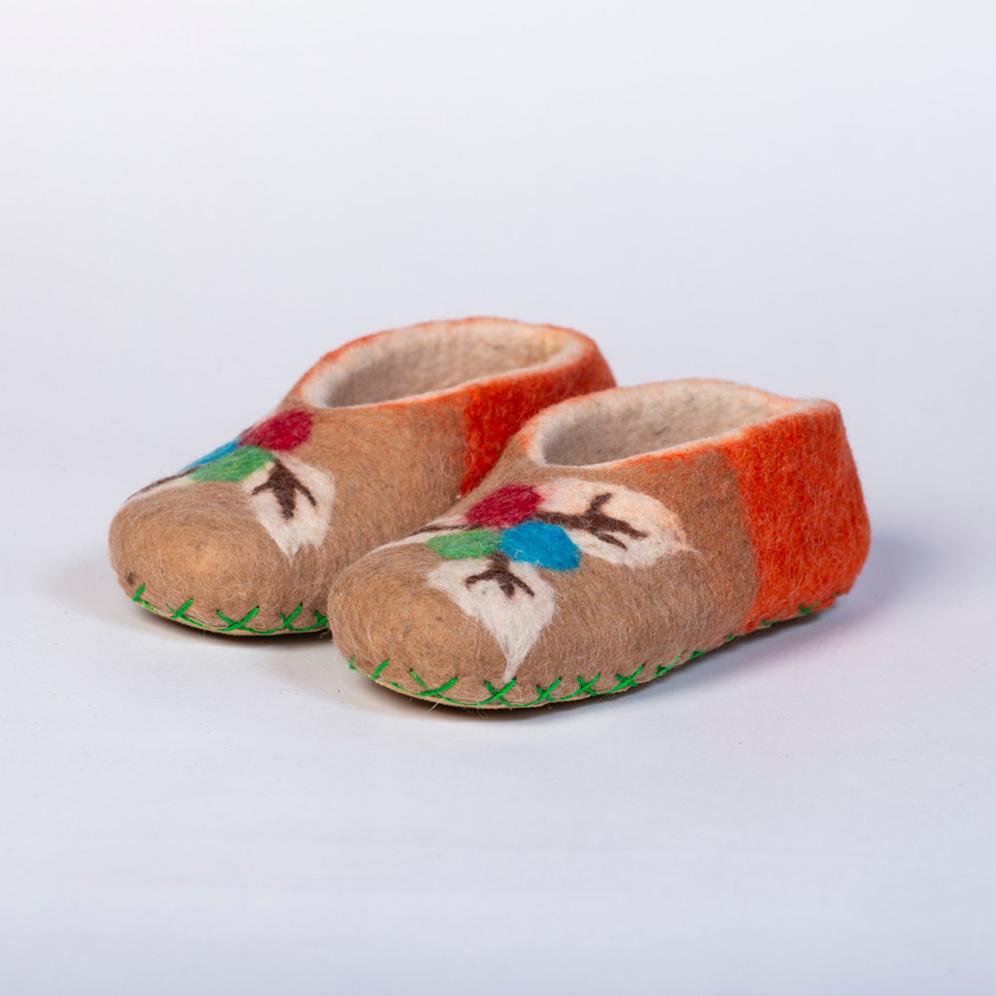 Hand-felted Wool Valley Slippers made in Peru. Model: Wanderer