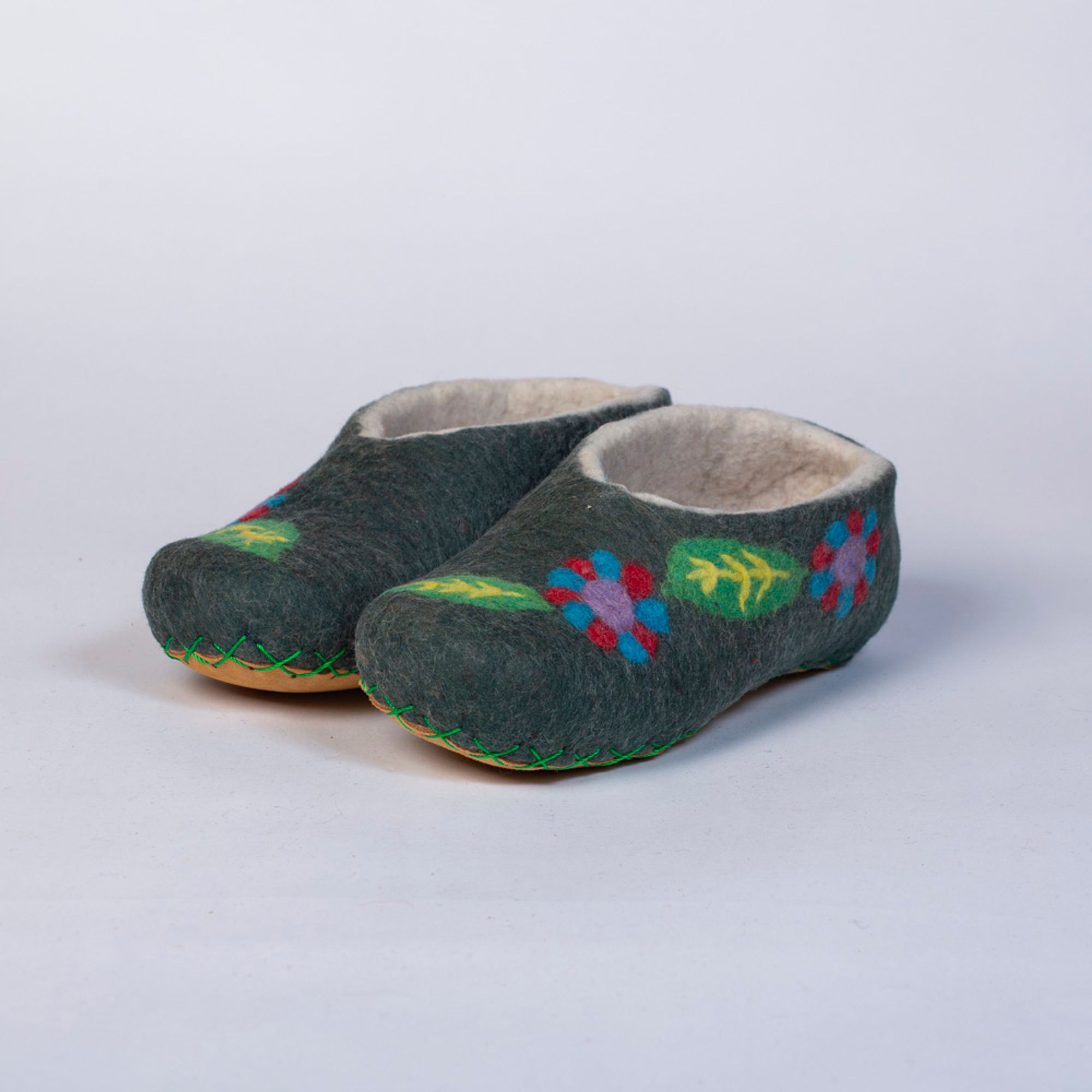 Hand-felted Wool Valley Slippers made in Peru. Model: Coca