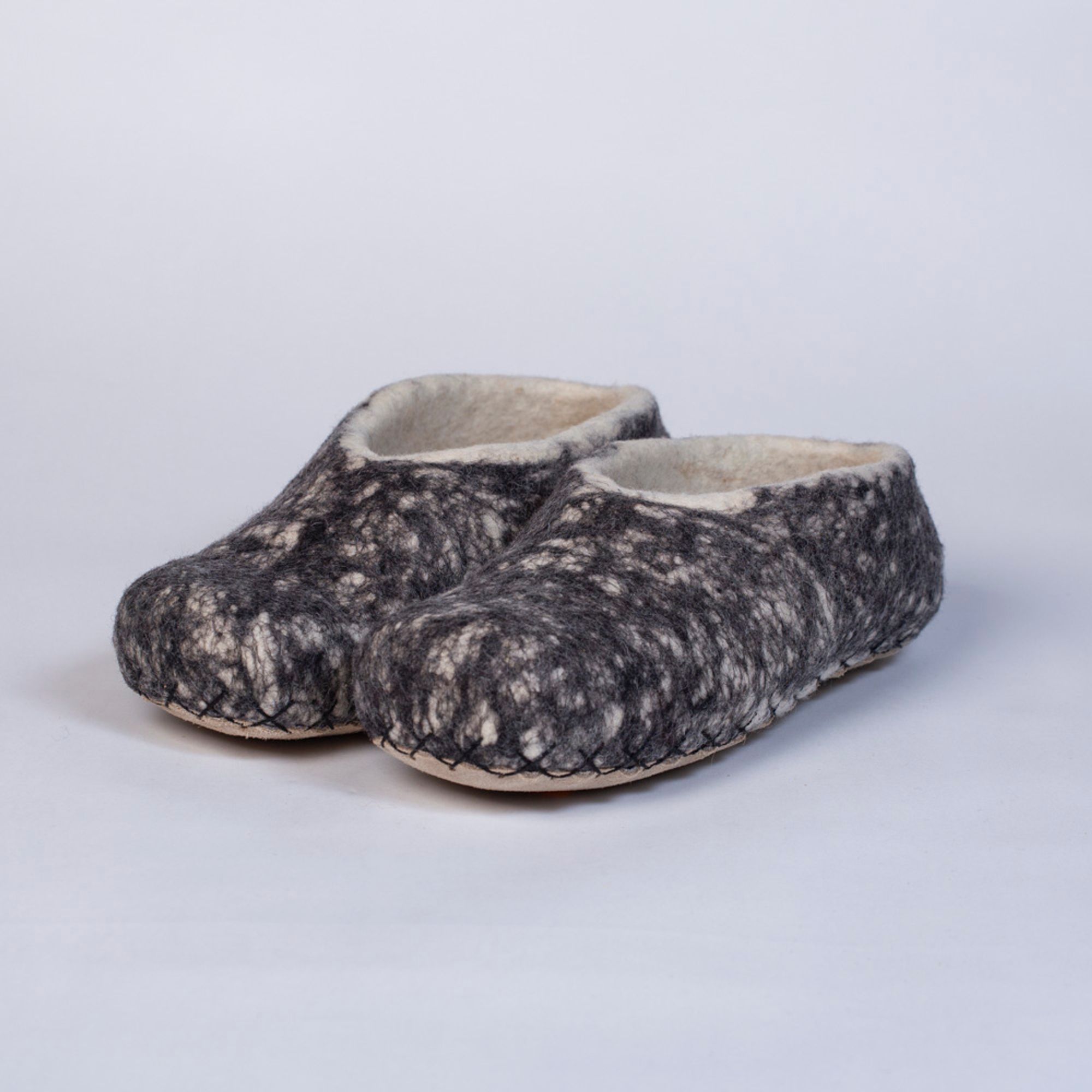 Hand-felted Wool Valley Slippers made in Peru. Model: Rumi