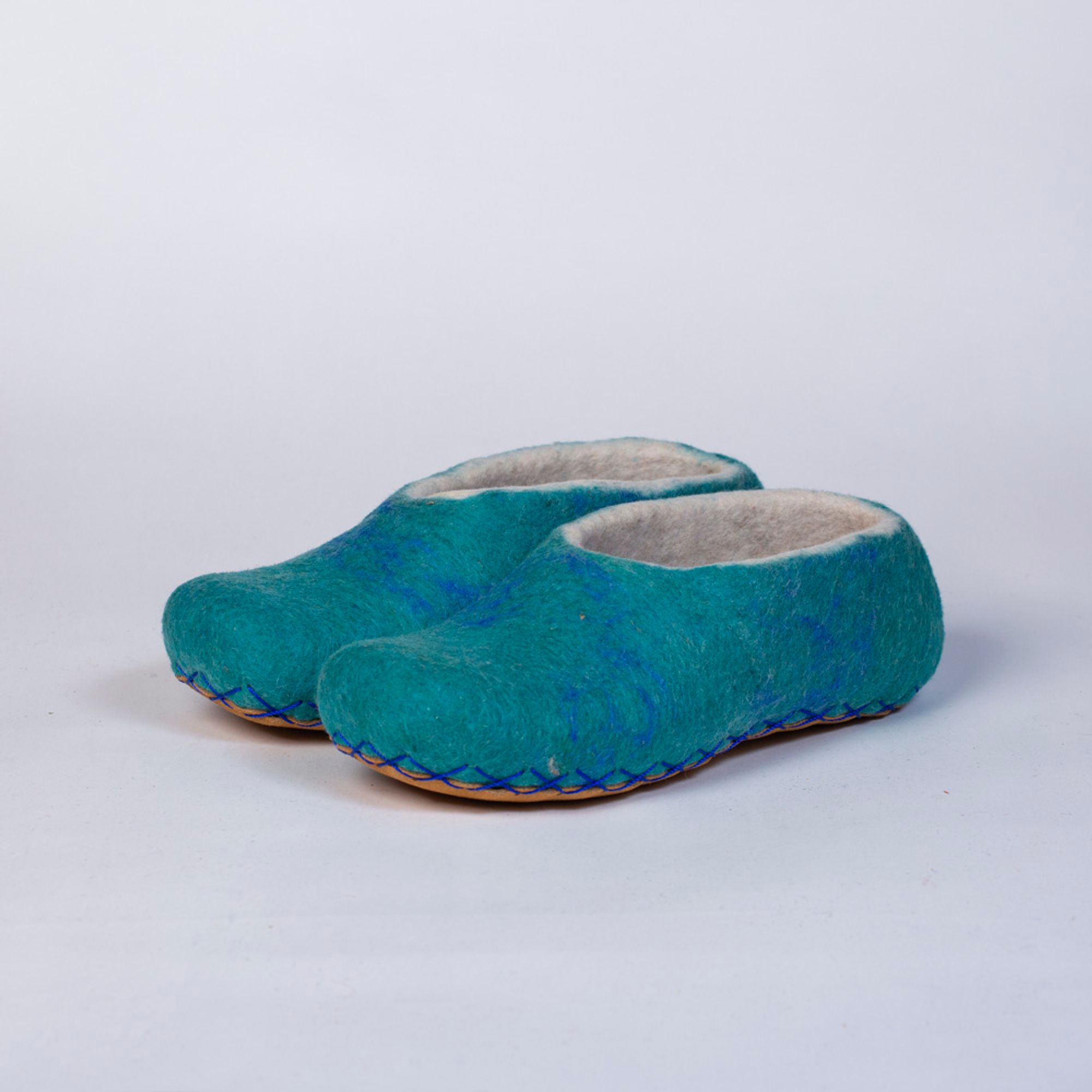 Hand-felted Wool Valley Slippers made in Peru. Model: Mar