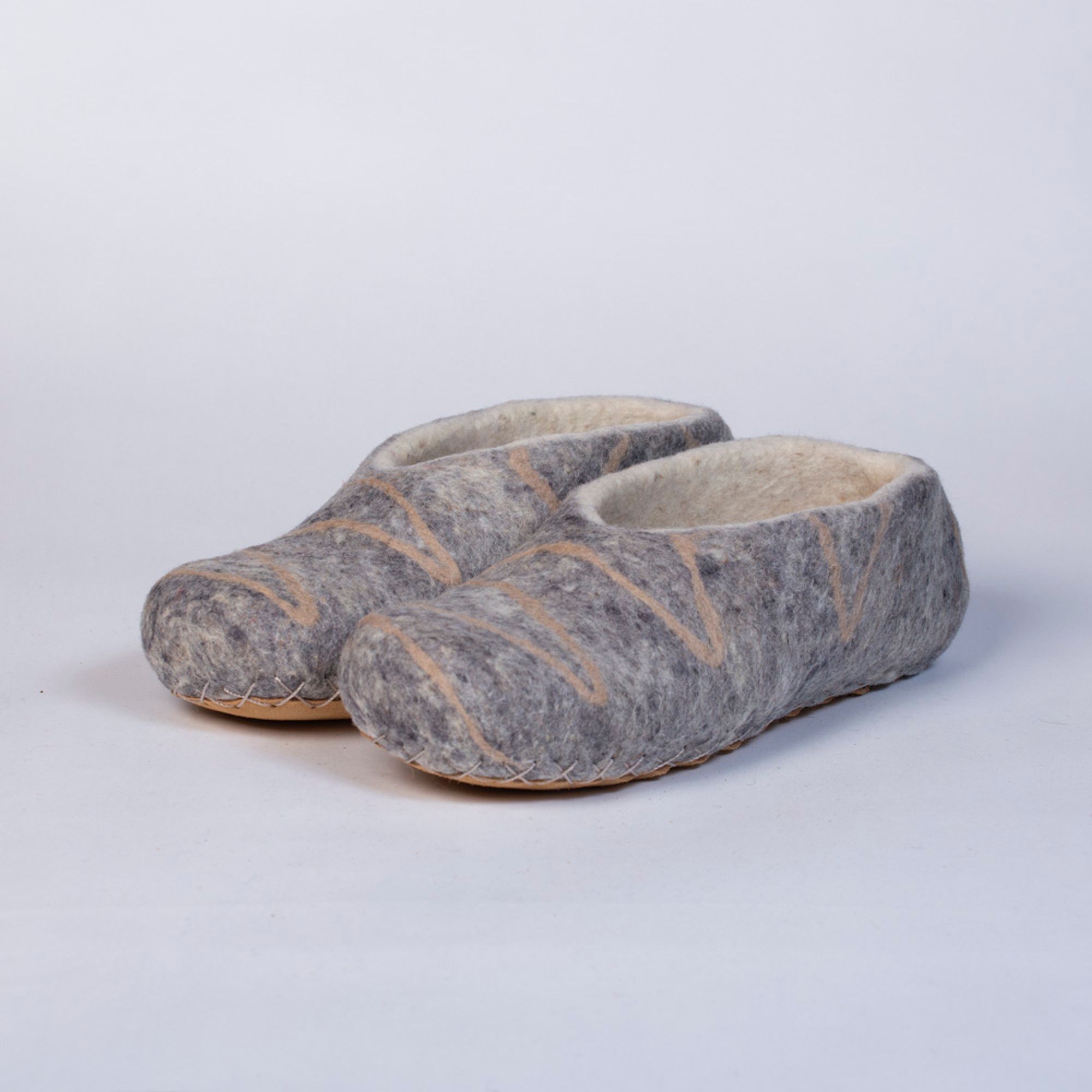 Hand-felted Wool Valley Slippers made in Peru. Model: Zig
