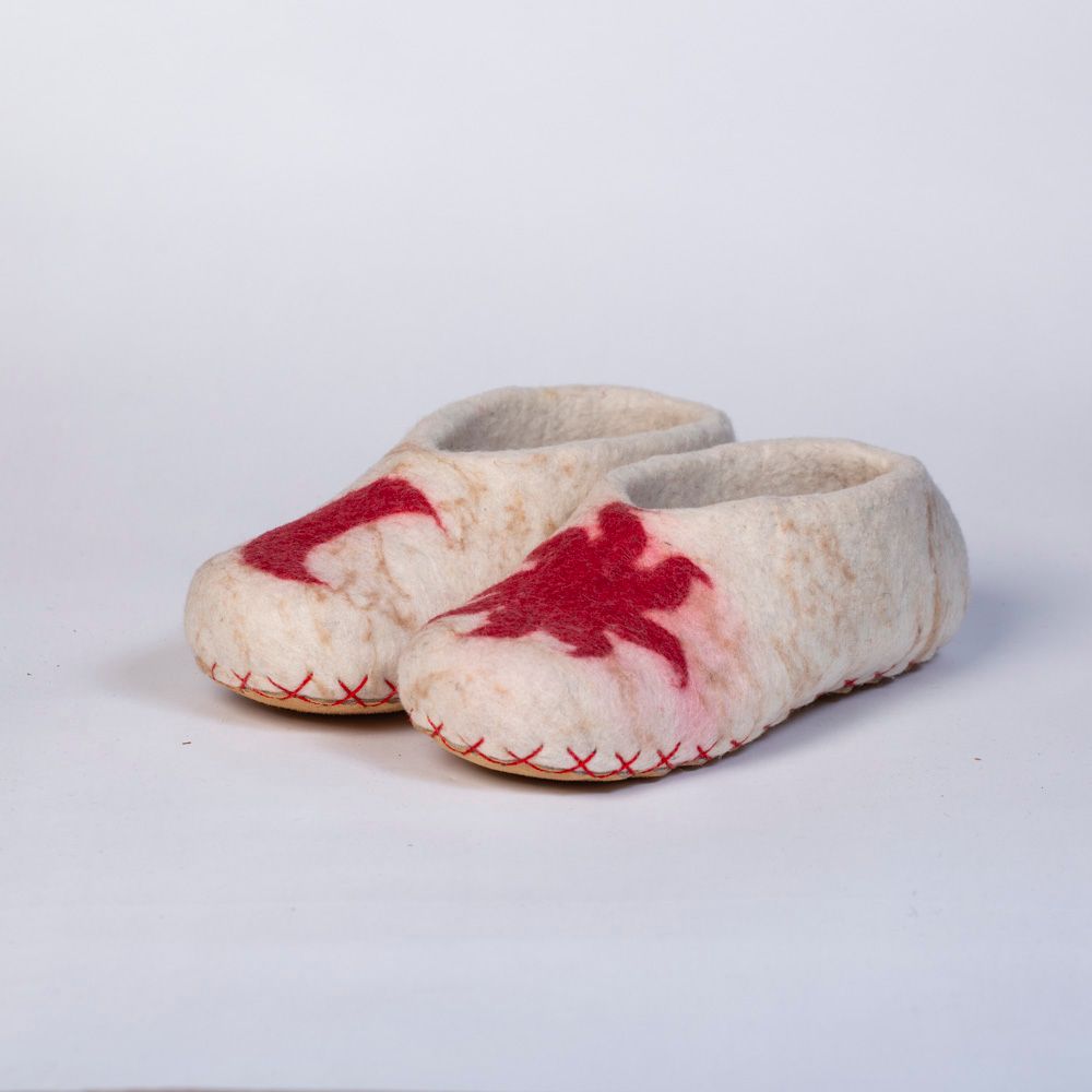 Hand-felted Wool Valley Slippers made in Peru. Model: Sun And Moon