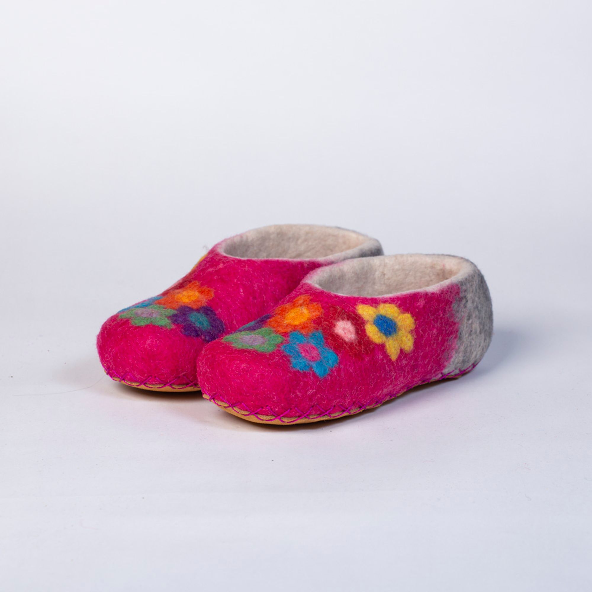 Hand-felted Wool Valley Slippers made in Peru. Model: May Day