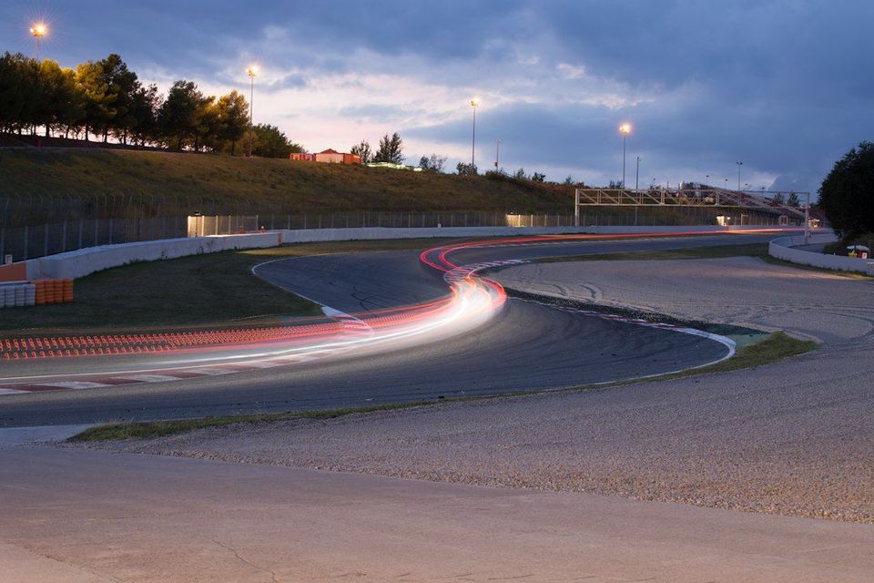 long-exposure of car on race track