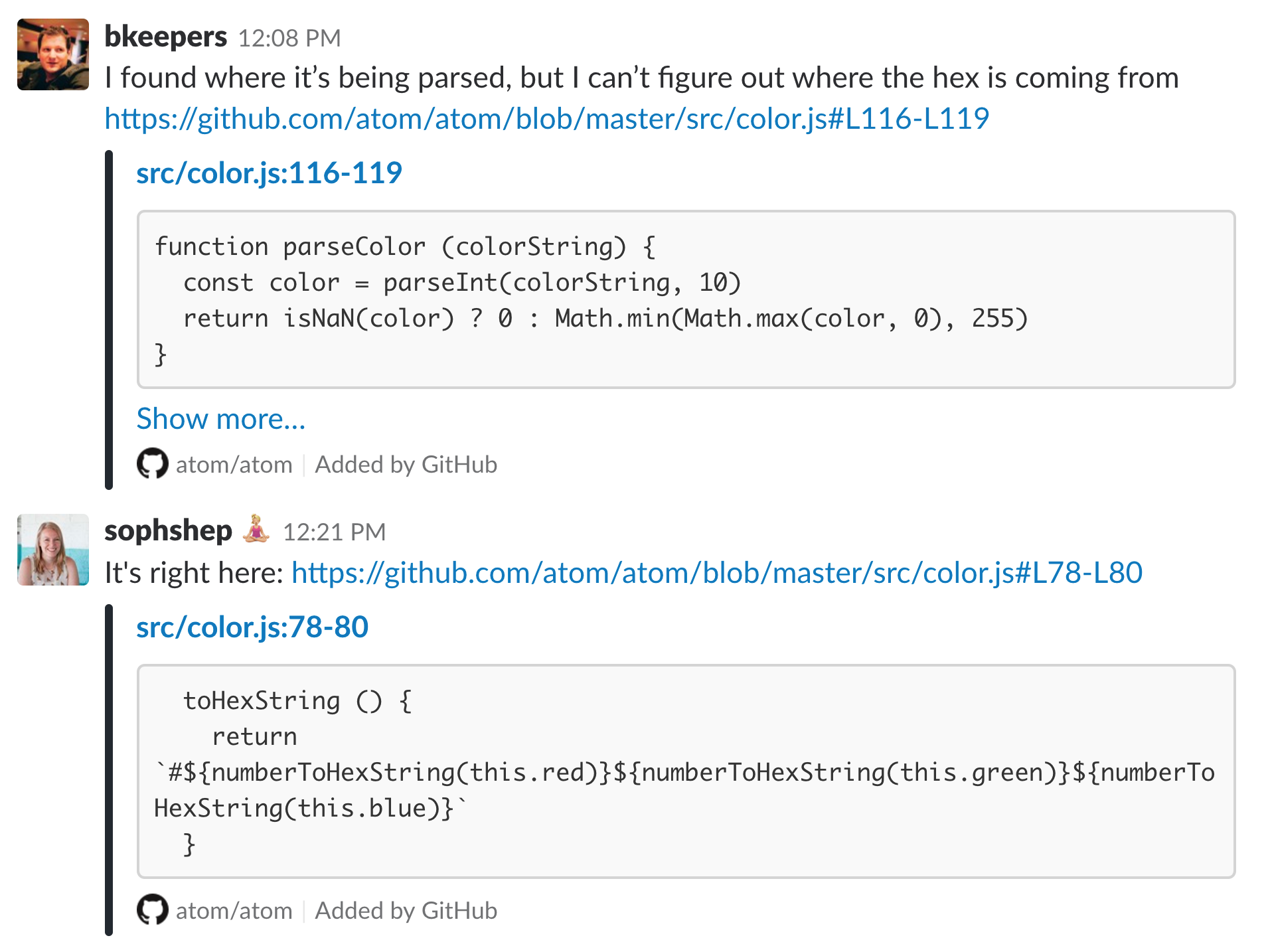 The GitHub app for Slack
