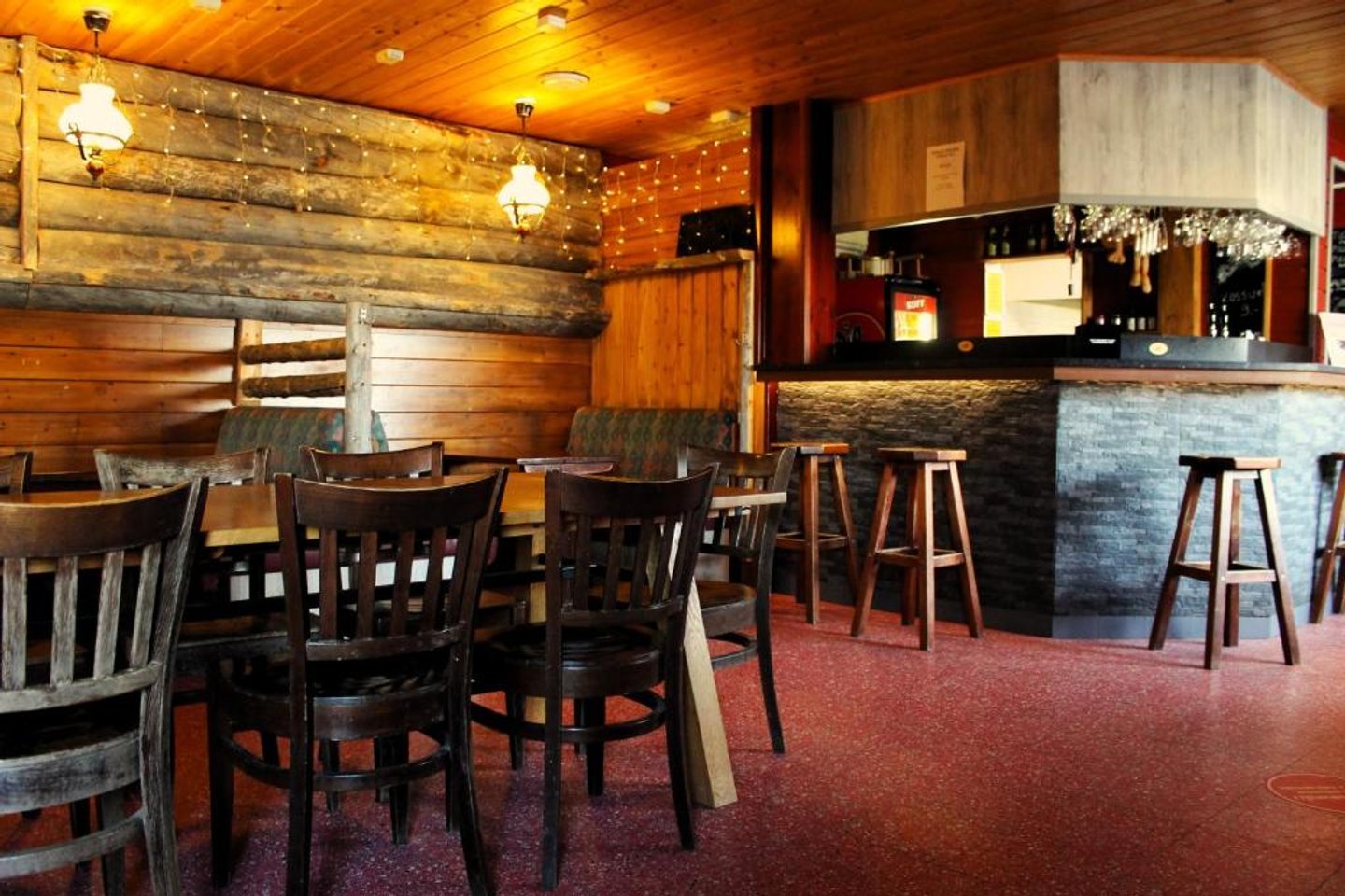 Wooden café and restaurant interior