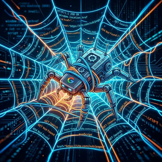 Googlebot trapped in a JavaScript crawl web — crawl budget optimization visualization