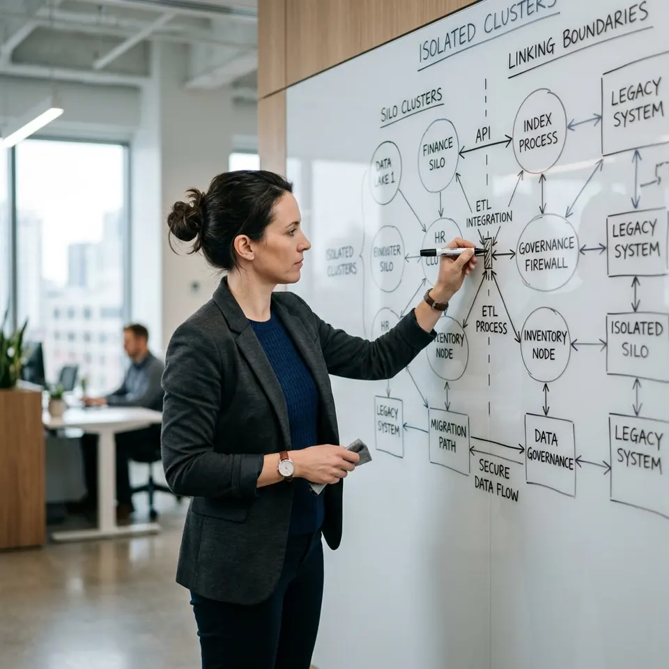 Candid B2B editorial illustration representing: Rigid Semantic Siloing: How Internal Linking Architecture Controls PageRank Flow