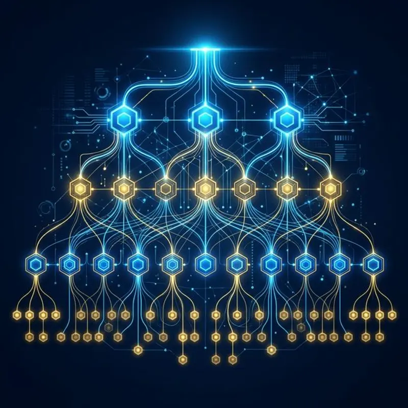 Intent-clustered URL hierarchy — nodes representing each depth level from broad entity to specific intent page
