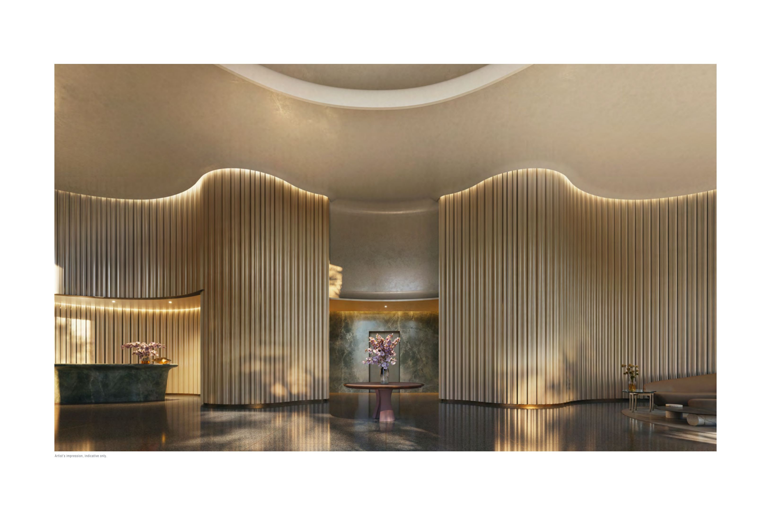Grand street-level entrance and private arrival porte-cochere on Mary Avenue