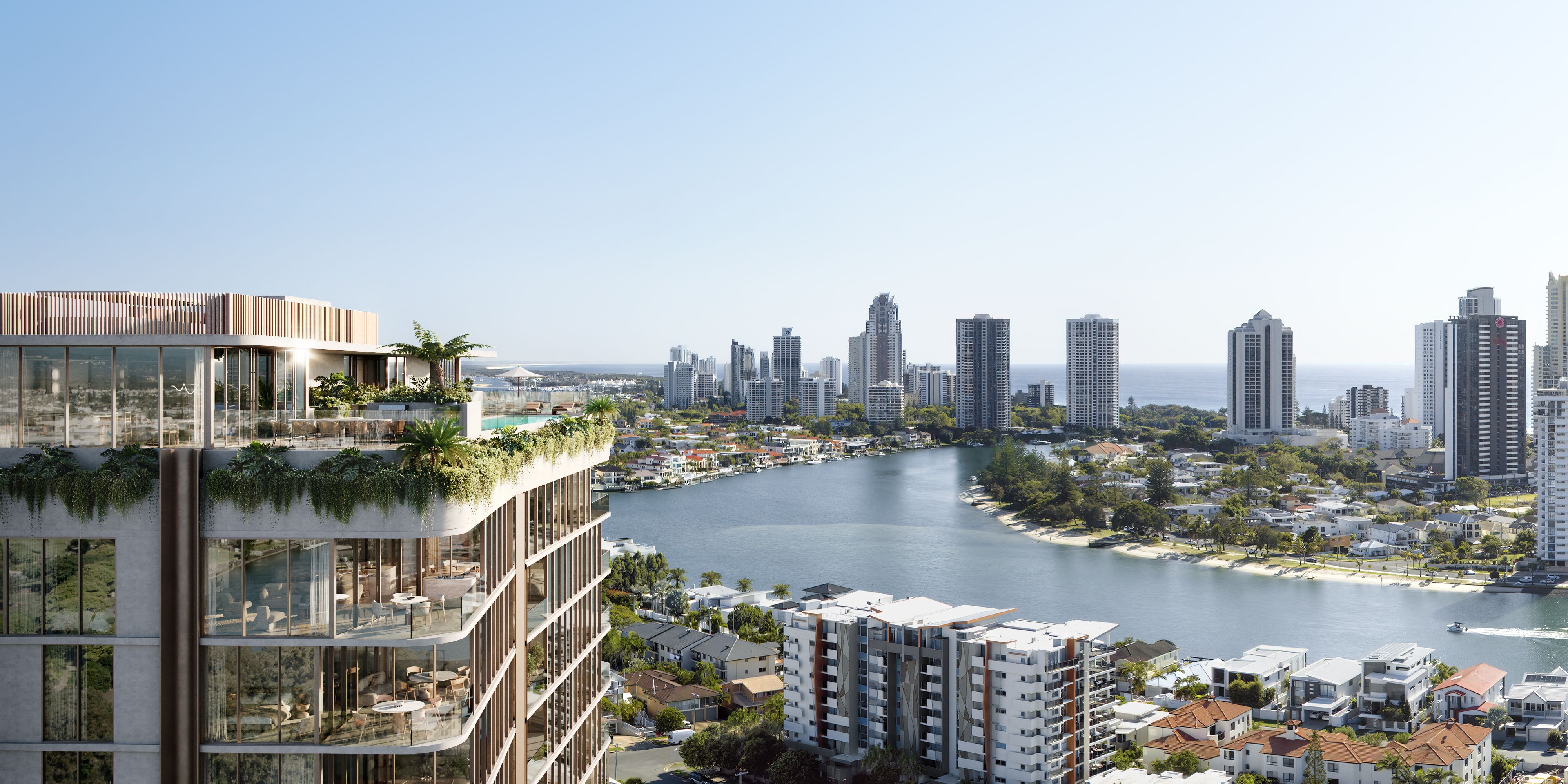 Orama Chevron Island 21-storey architectural tower overlooking Nerang River