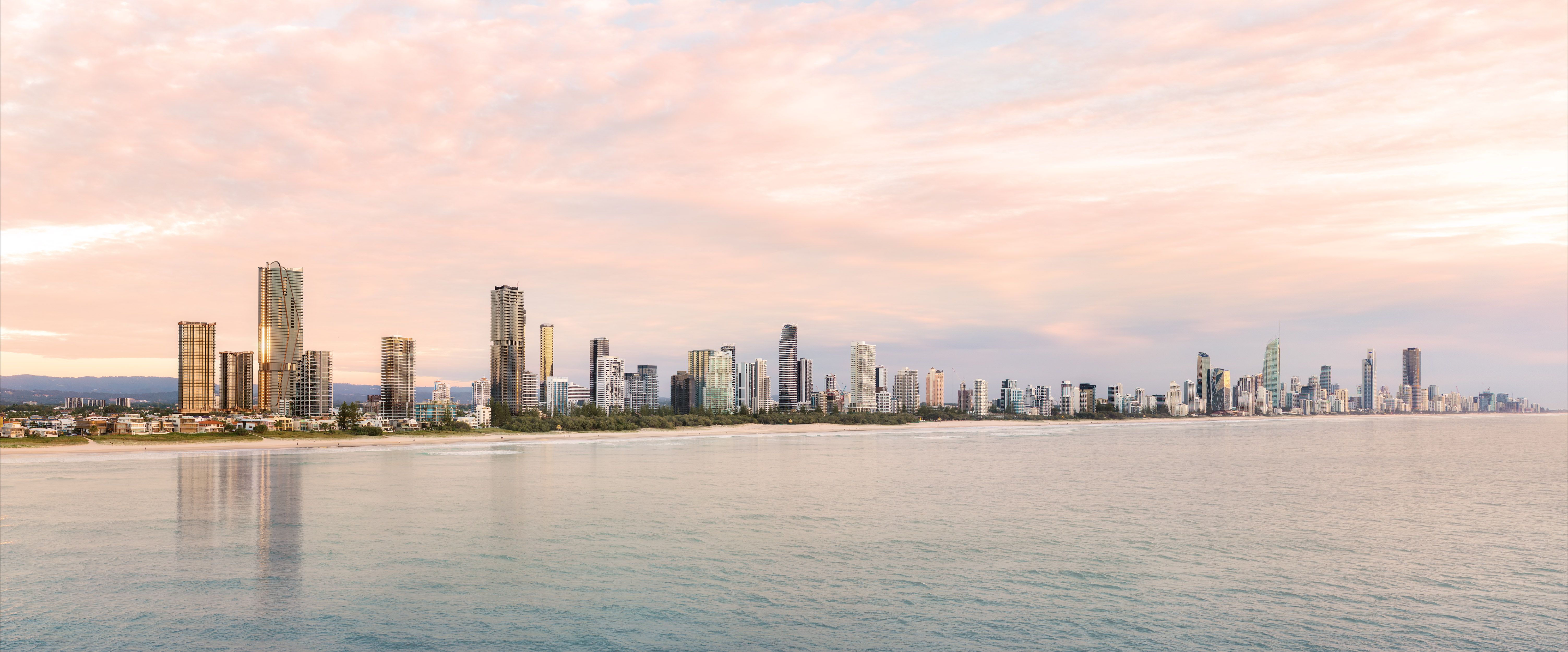 The Landmark Mermaid Beach sculptural four-tower masterplan and podium