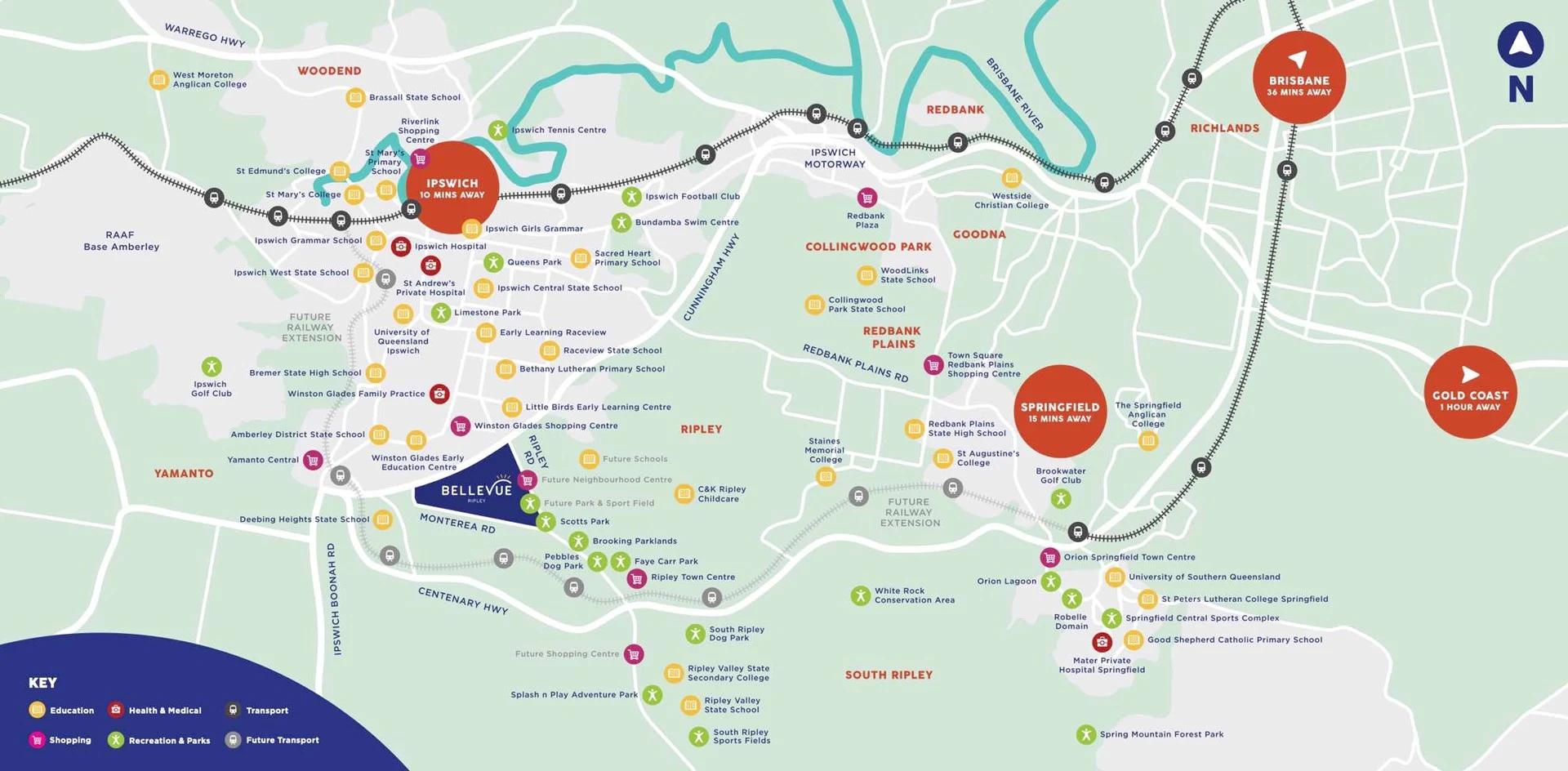 Bellevue Ripley Regional Connectivity & Amenities Map