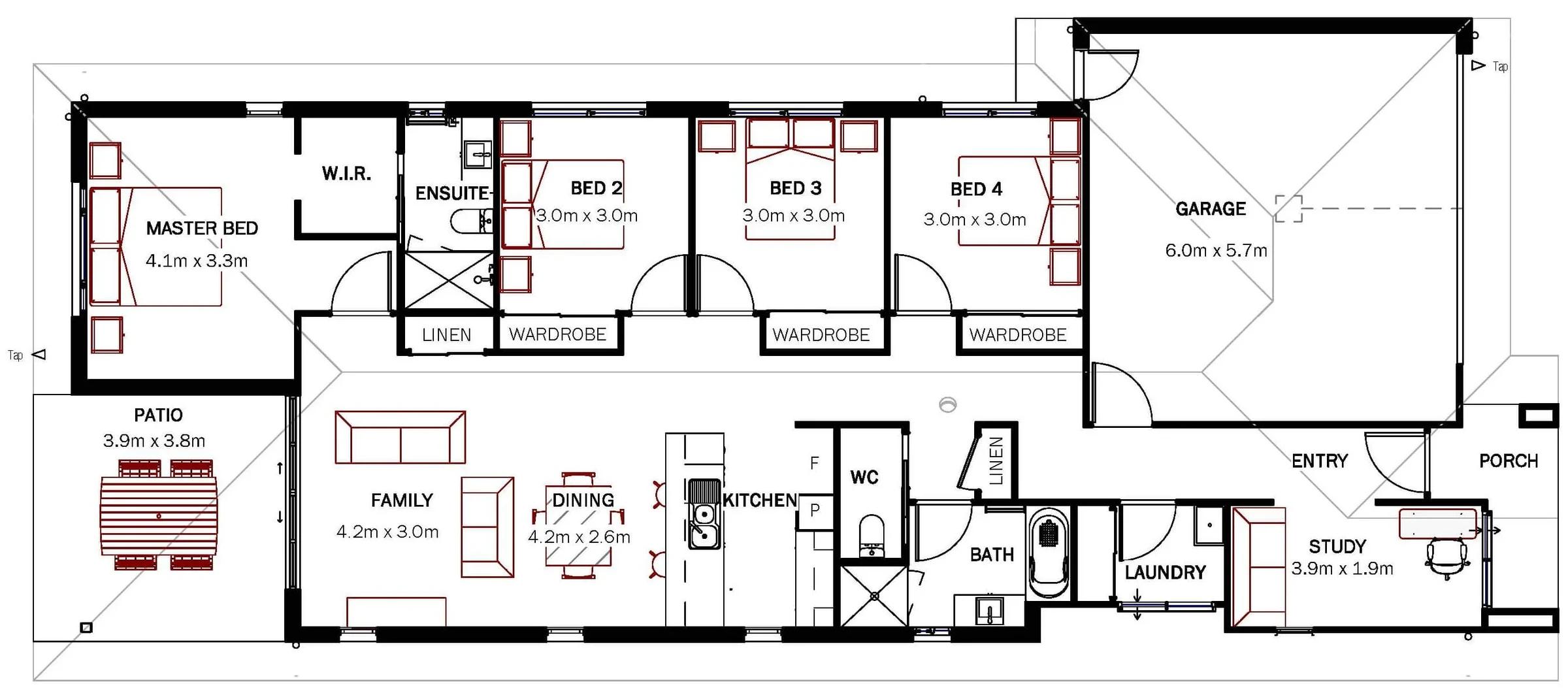 Bella Rosa Logan Reserve Contemporary 4-Bedroom Floorplan