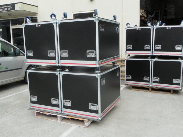 Large Custom Packer Road Case With Red and Black Laminated Plywood