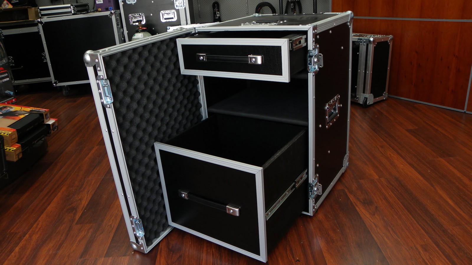 Two Drawer Custom Road Case With Hinged Lid