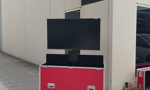 Red Motorised Screen Lift Case For Large Screen