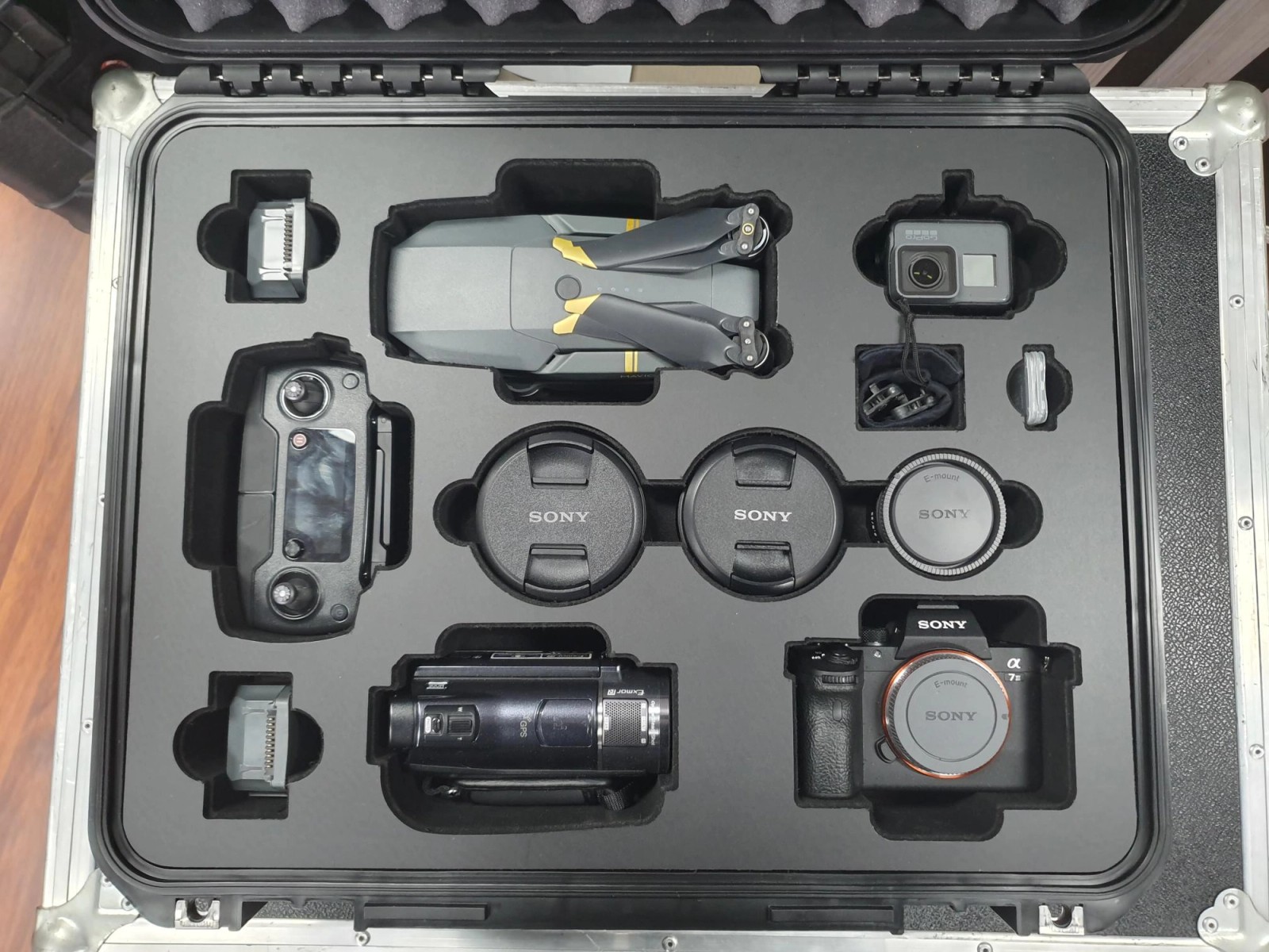 Custom Foam Insert For Pelican Case With Drone Camera Lense Cutouts