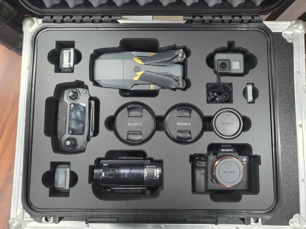 Custom Foam Insert For Pelican Case With Drone Camera Lense Cutouts