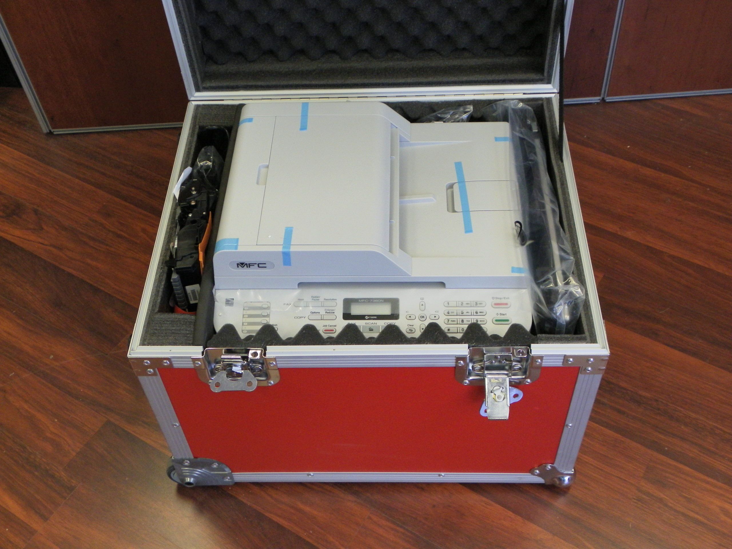 Custom Roller Packer Case With Red Laminate and Accessories Compartment (view 9 of 10)