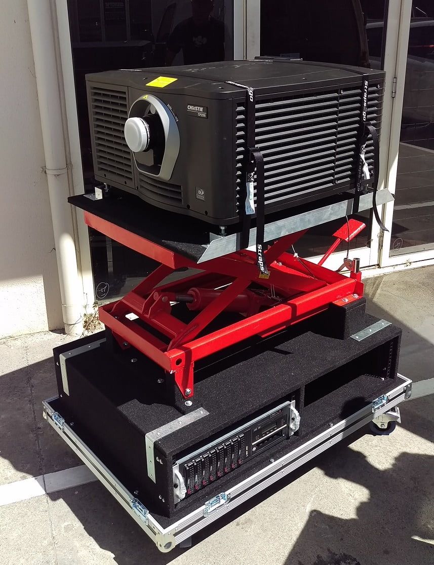 Projector Road Case With Scissor Lift and Base Castors Protectapack