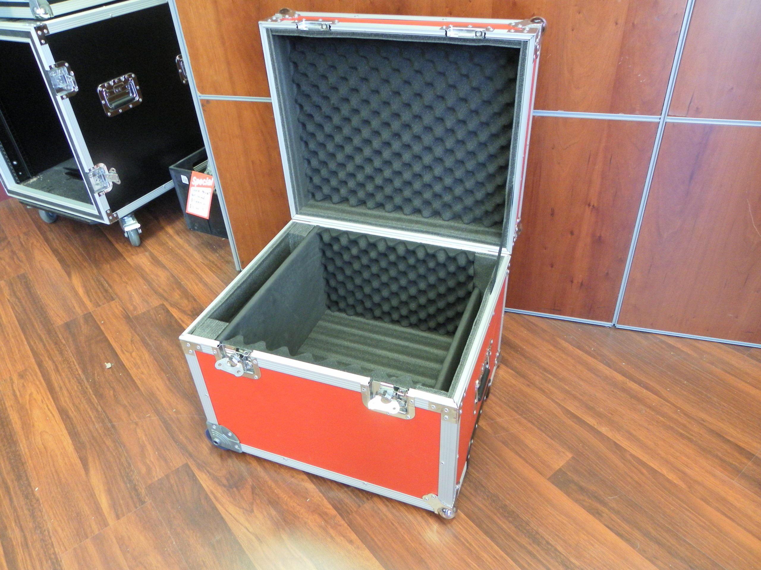 Custom Roller Packer Case With Red Laminate and Accessories Compartment (view 5 of 10)