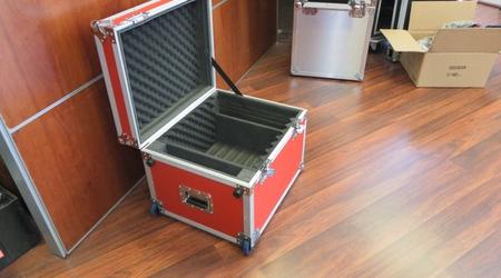 Custom Roller Packer Case With Red Laminate and Accessories Compartment