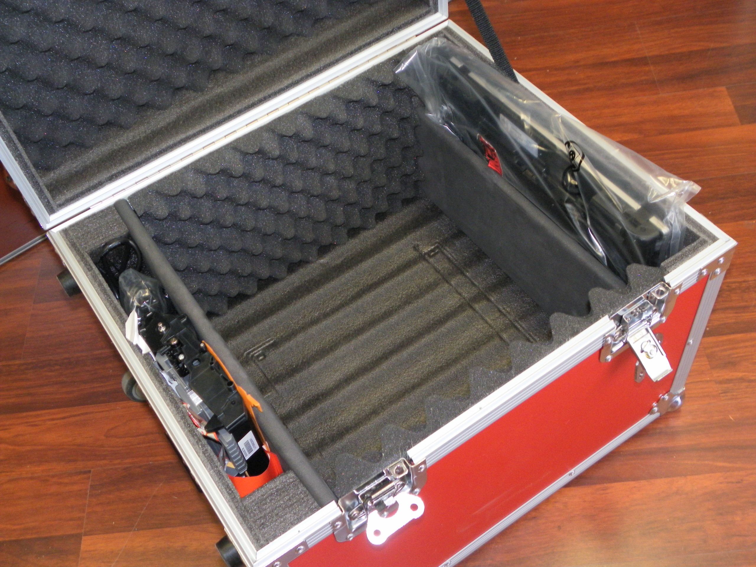 Custom Roller Packer Case With Red Laminate and Accessories Compartment (view 8 of 10)