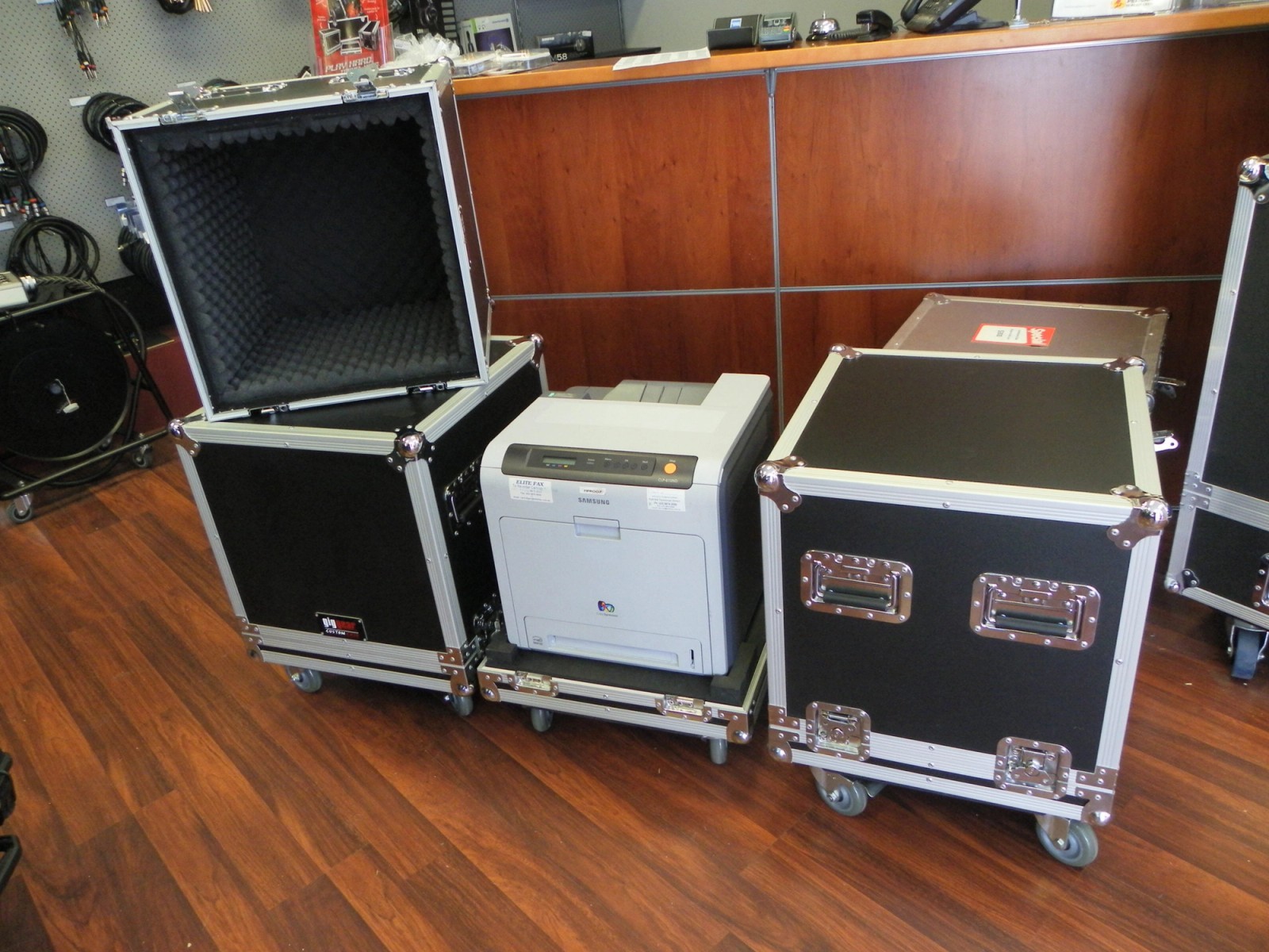 Custom Printer Road Case Lift Off Lid on Wheels