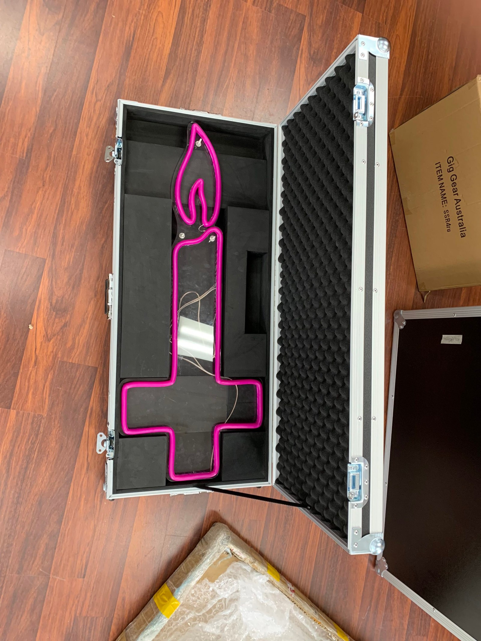 Briefcase Style Road Case For Neon Light With Custom Foam Insert