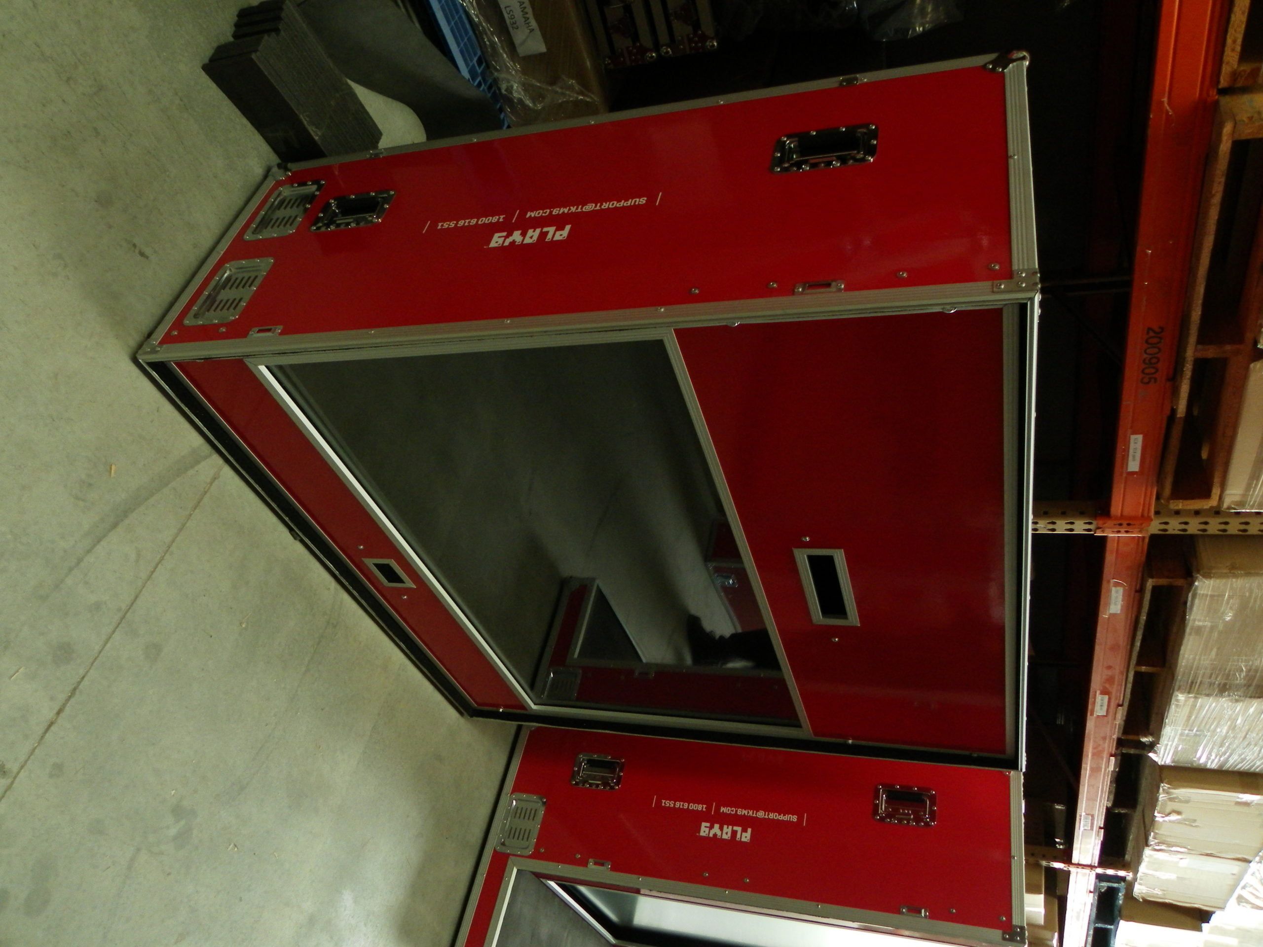 Custom Mounted Screen Road Case With Red Plywood Laminate (view 7 of 15)