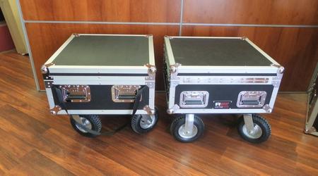 Small Custom Road Cases With Pneumatic Castors