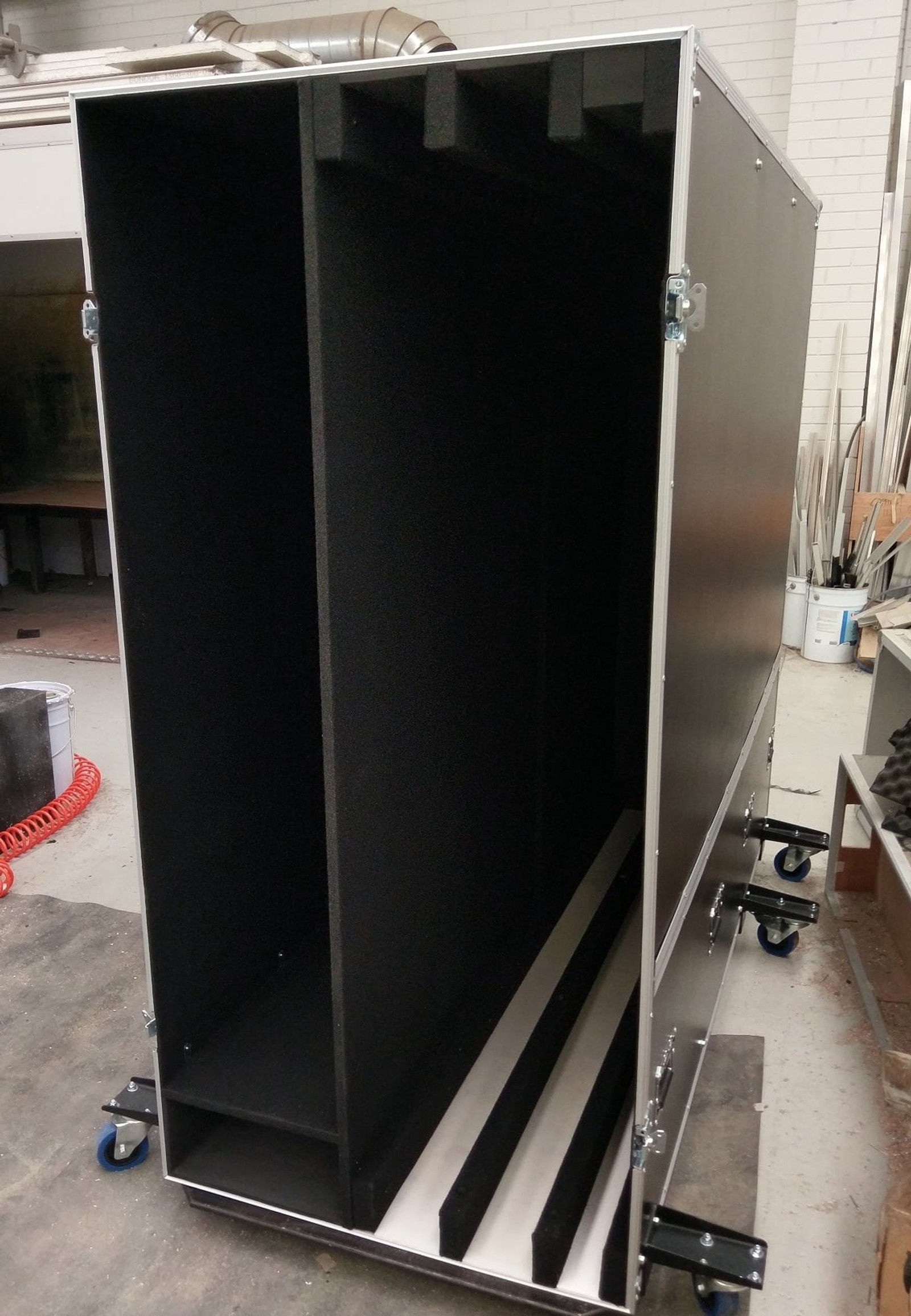 Large Tall Road Case With Extended Castors And Dividers