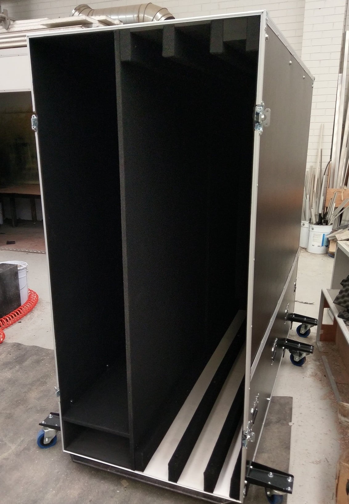 Large Tall Road Case With Extended Castors And Dividers