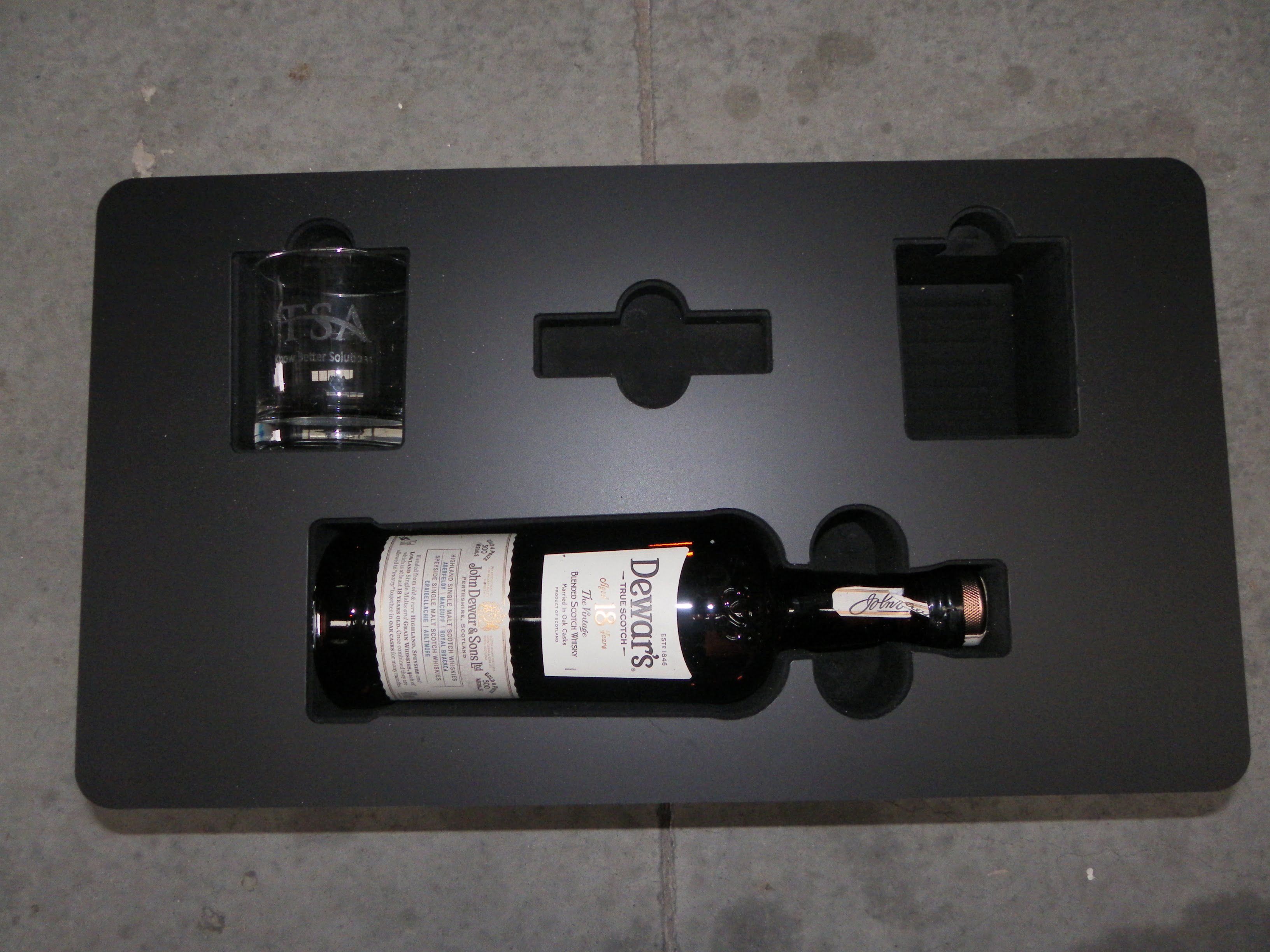 Custom Foam Insert For Bottle Of Scotch and Tumbler (view 2 of 3)
